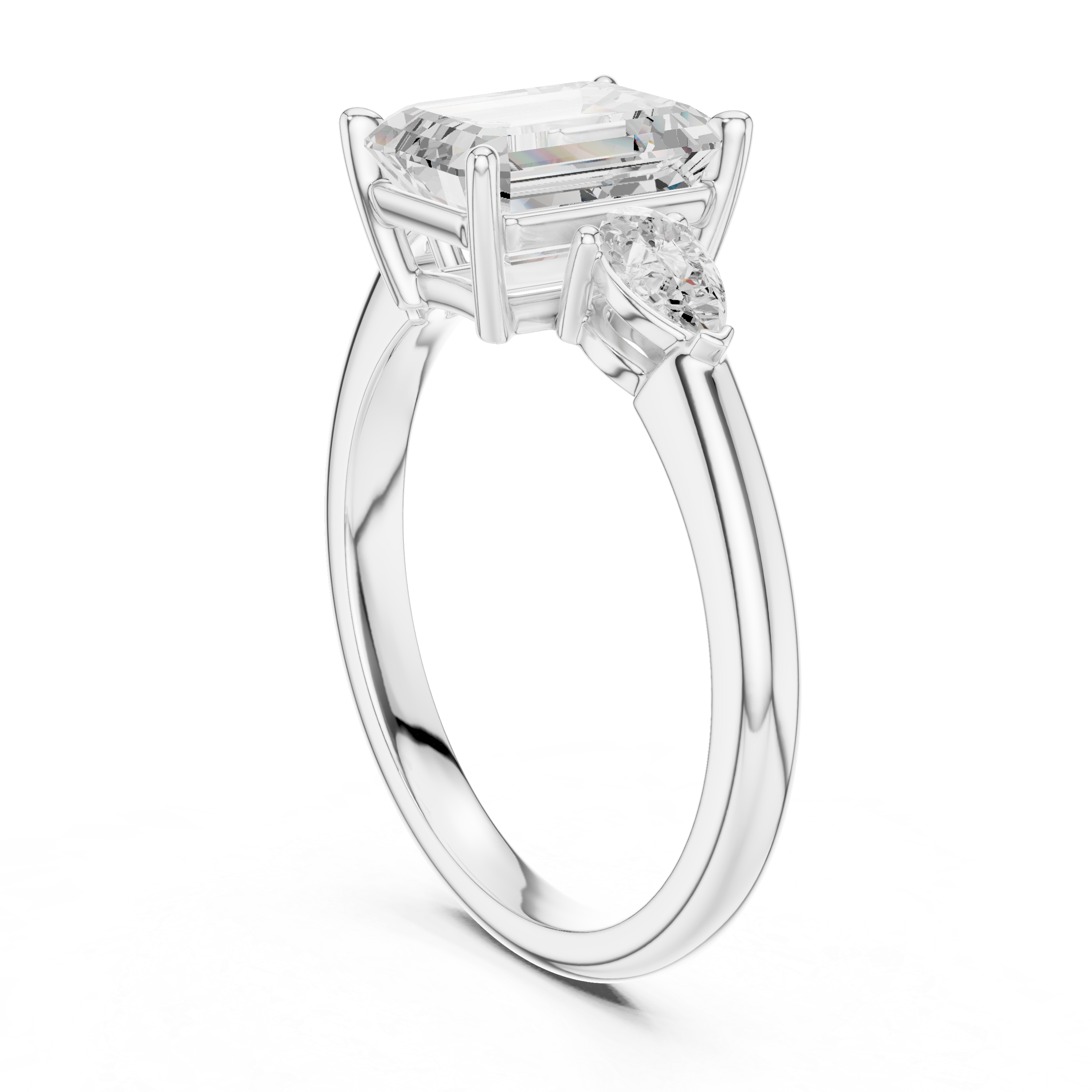 Emerald Cut Three-Stone Diamond Engagement Ring