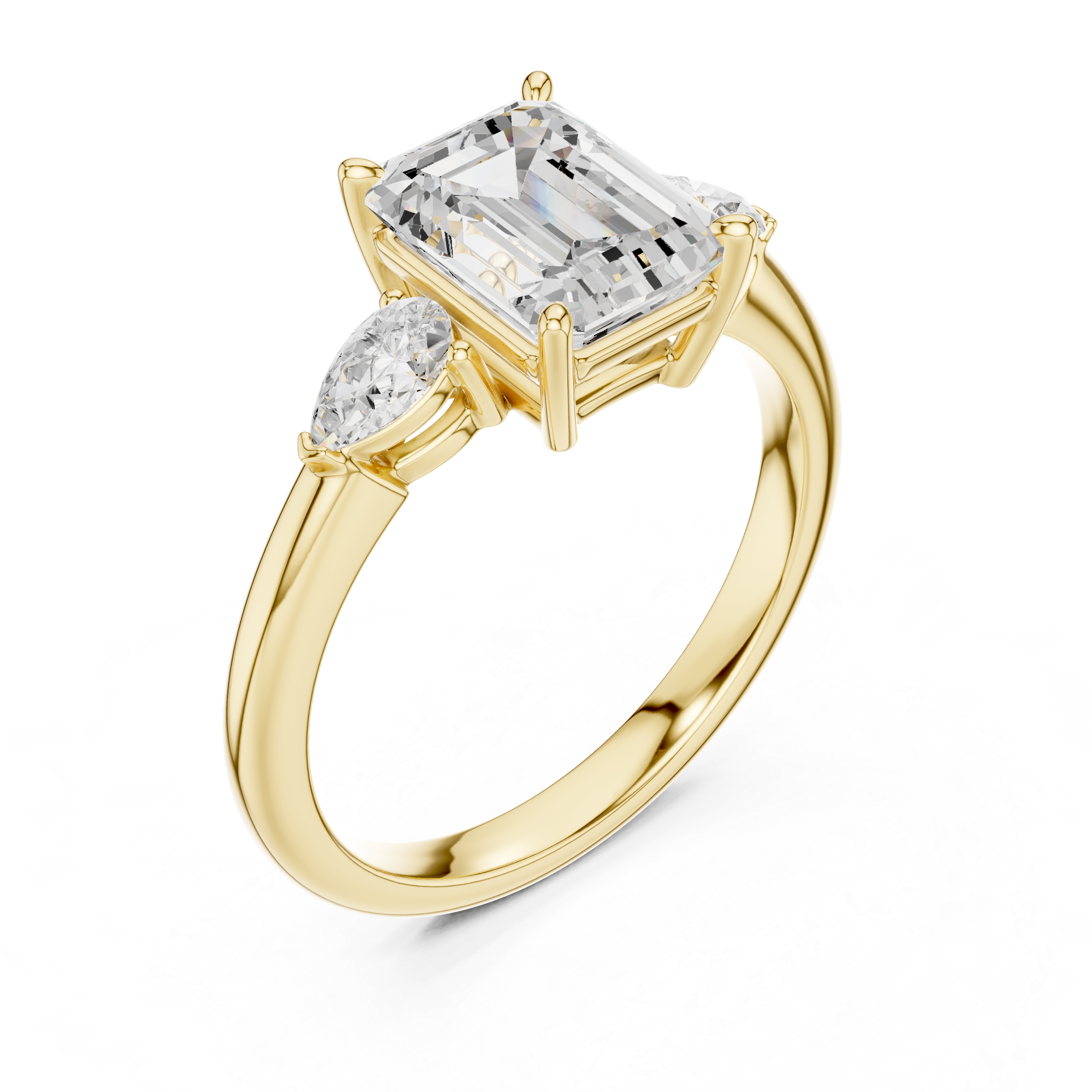 Emerald Cut Three-Stone Diamond Engagement Ring