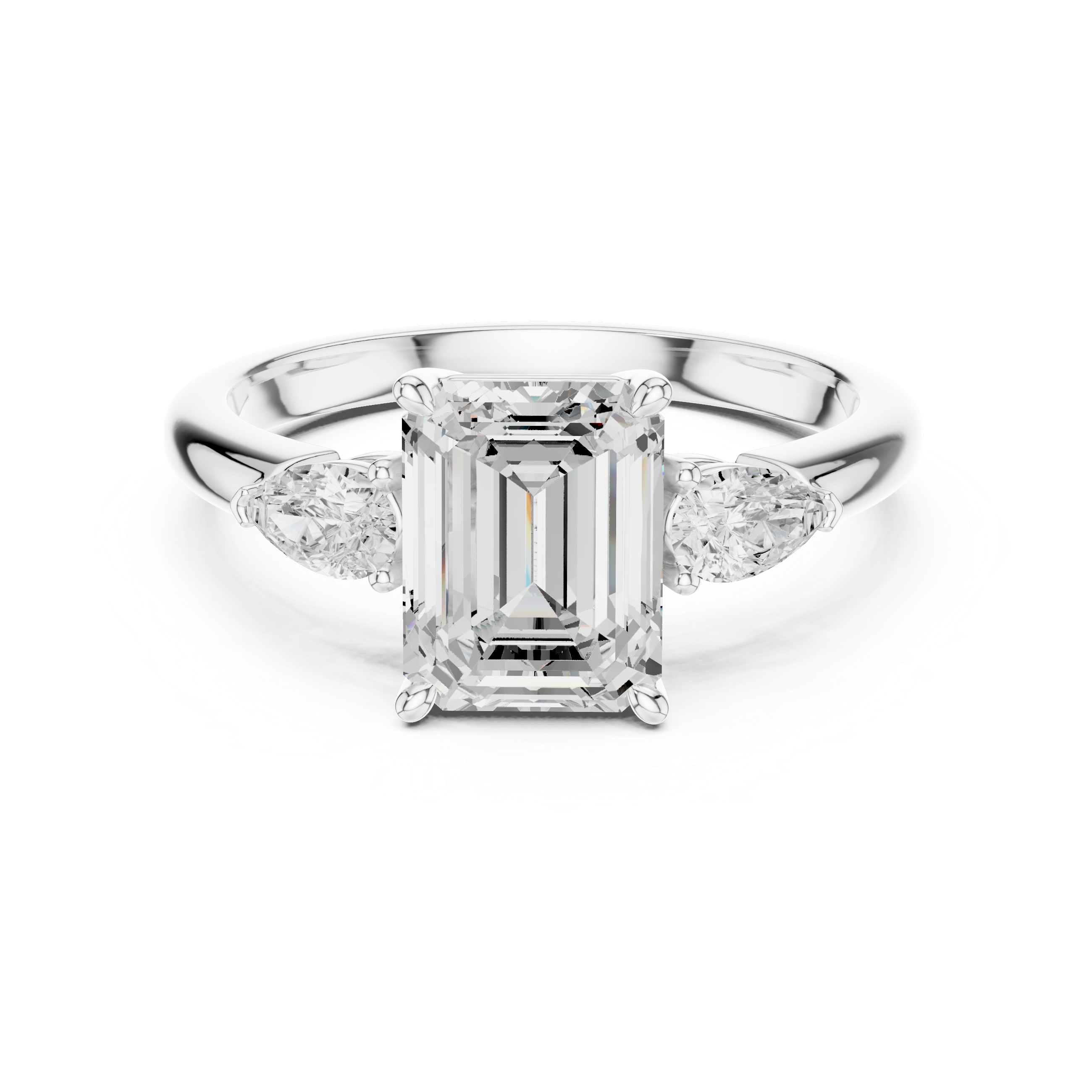 Emerald Cut Three-Stone Diamond Engagement Ring