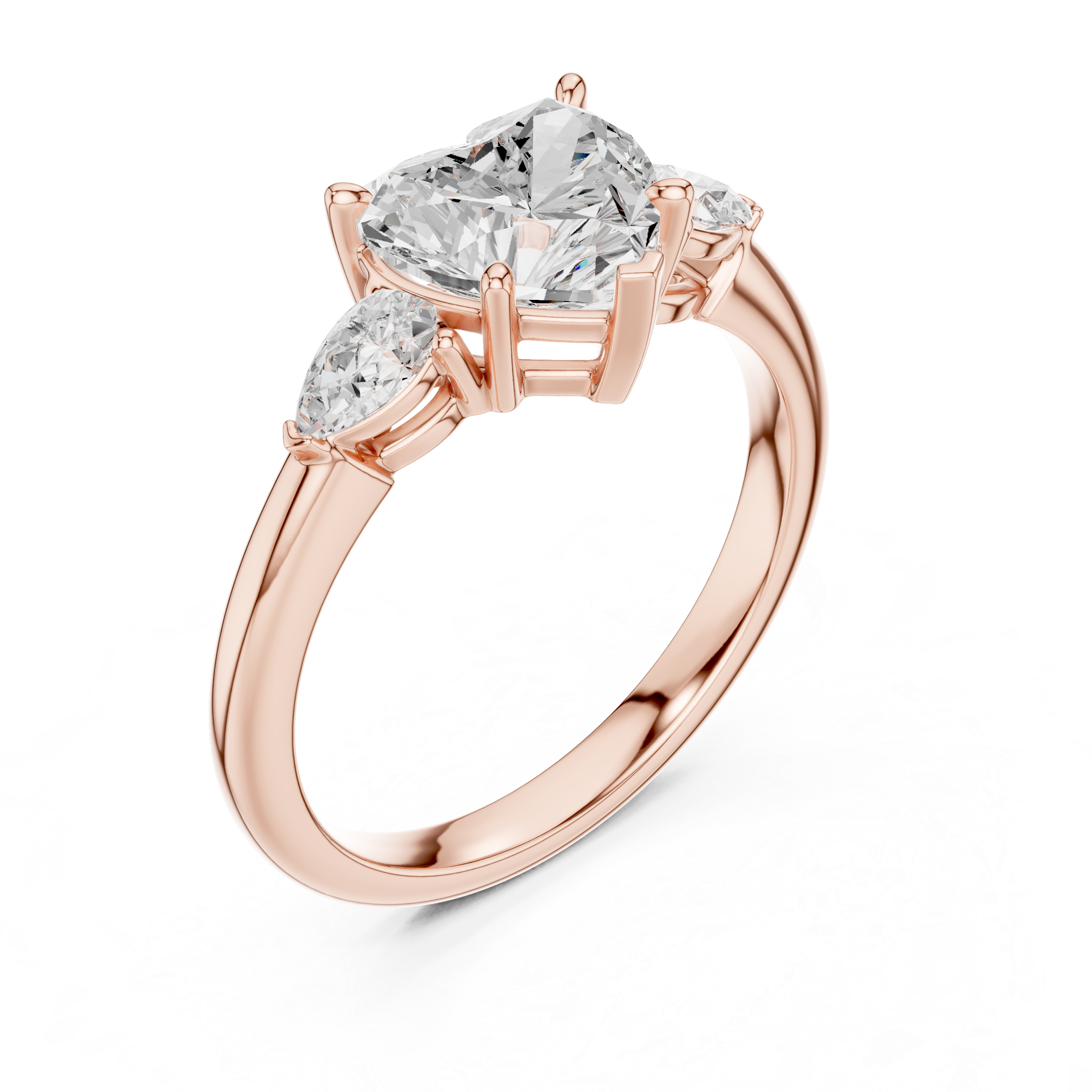 Heart Cut Three-Stone Diamond Engagement Ring