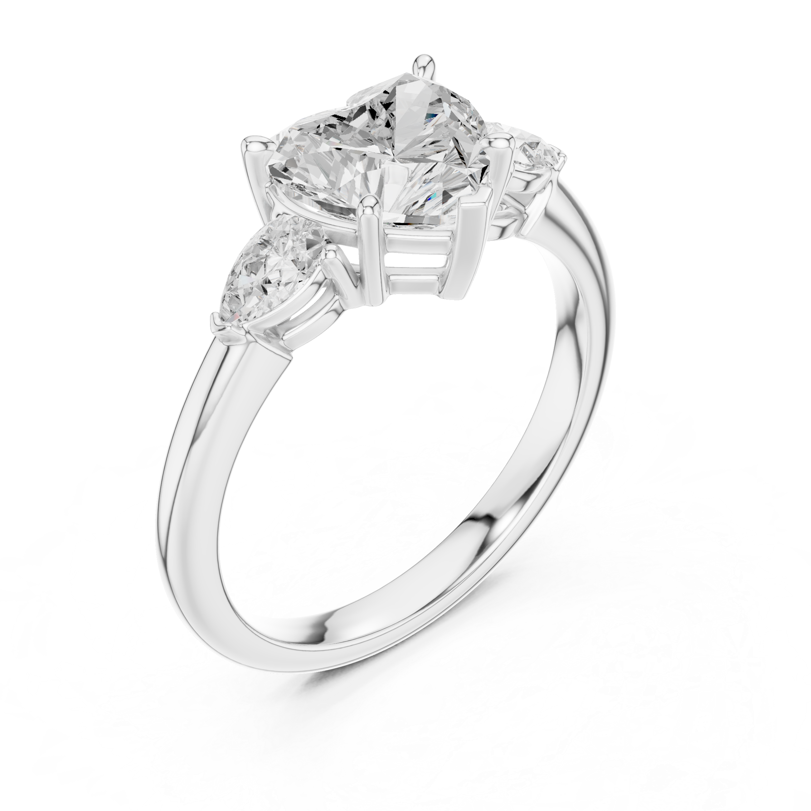 Heart Cut Three-Stone Diamond Engagement Ring