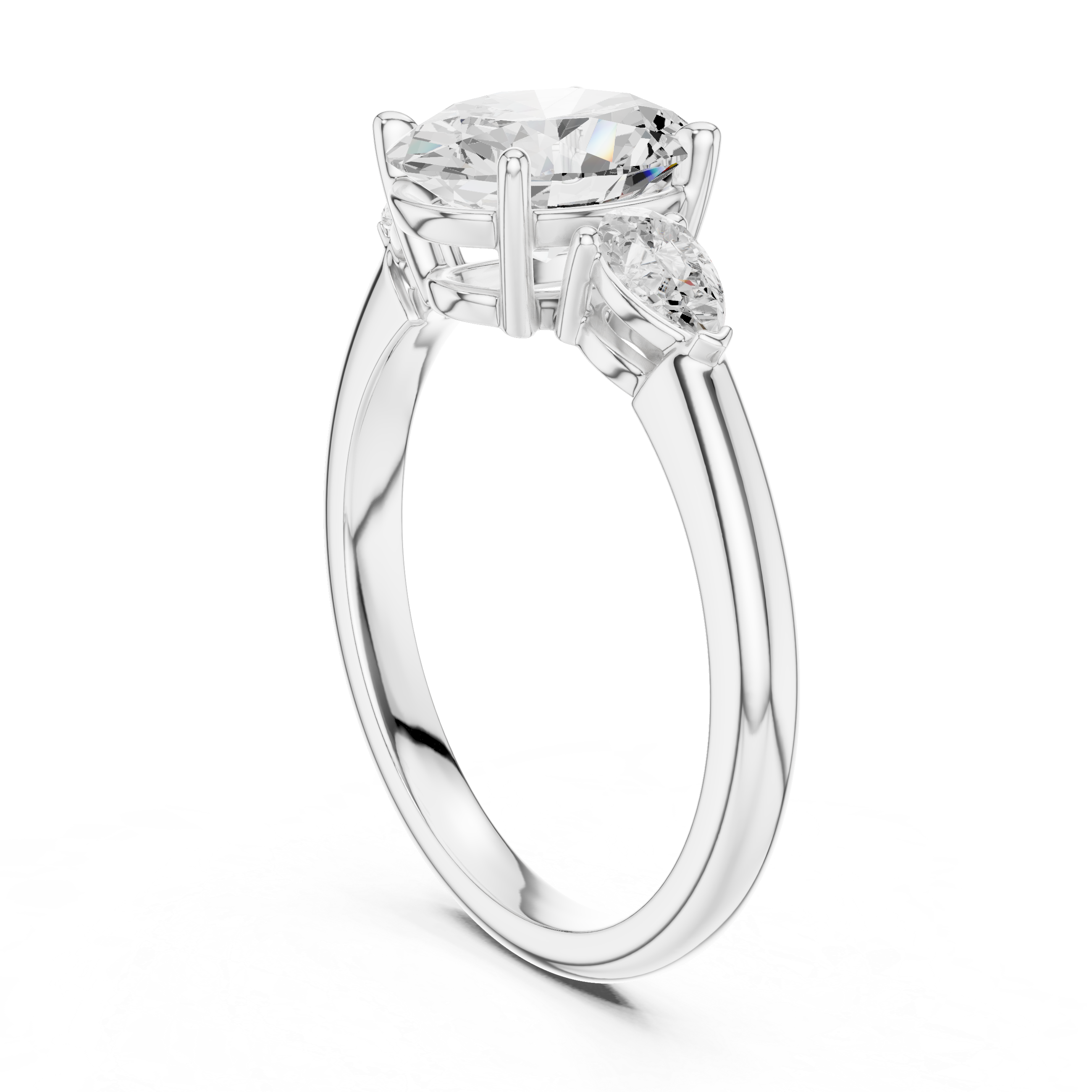 Oval Cut Three-Stone Diamond Engagement Ring