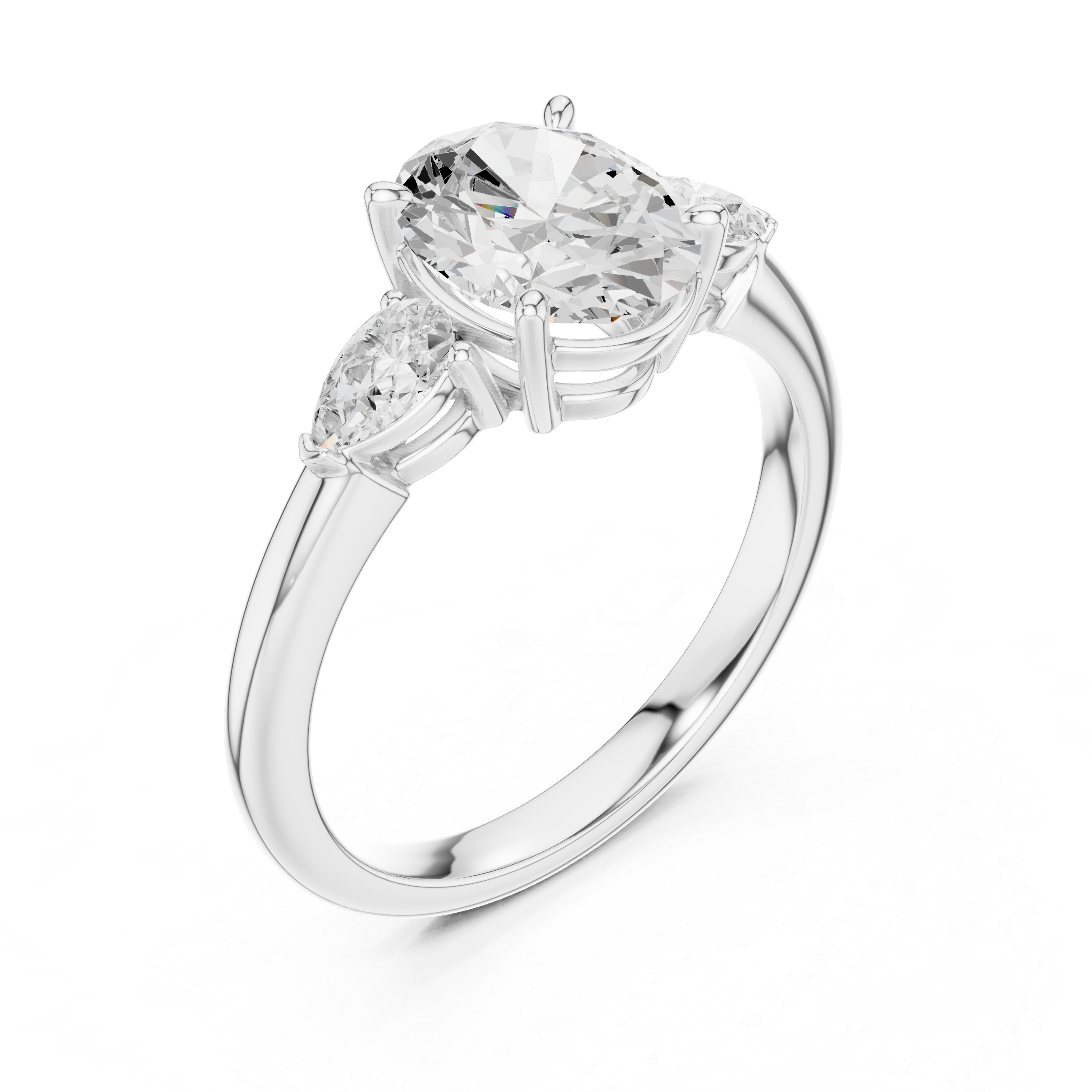 Oval Cut Three-Stone Diamond Engagement Ring