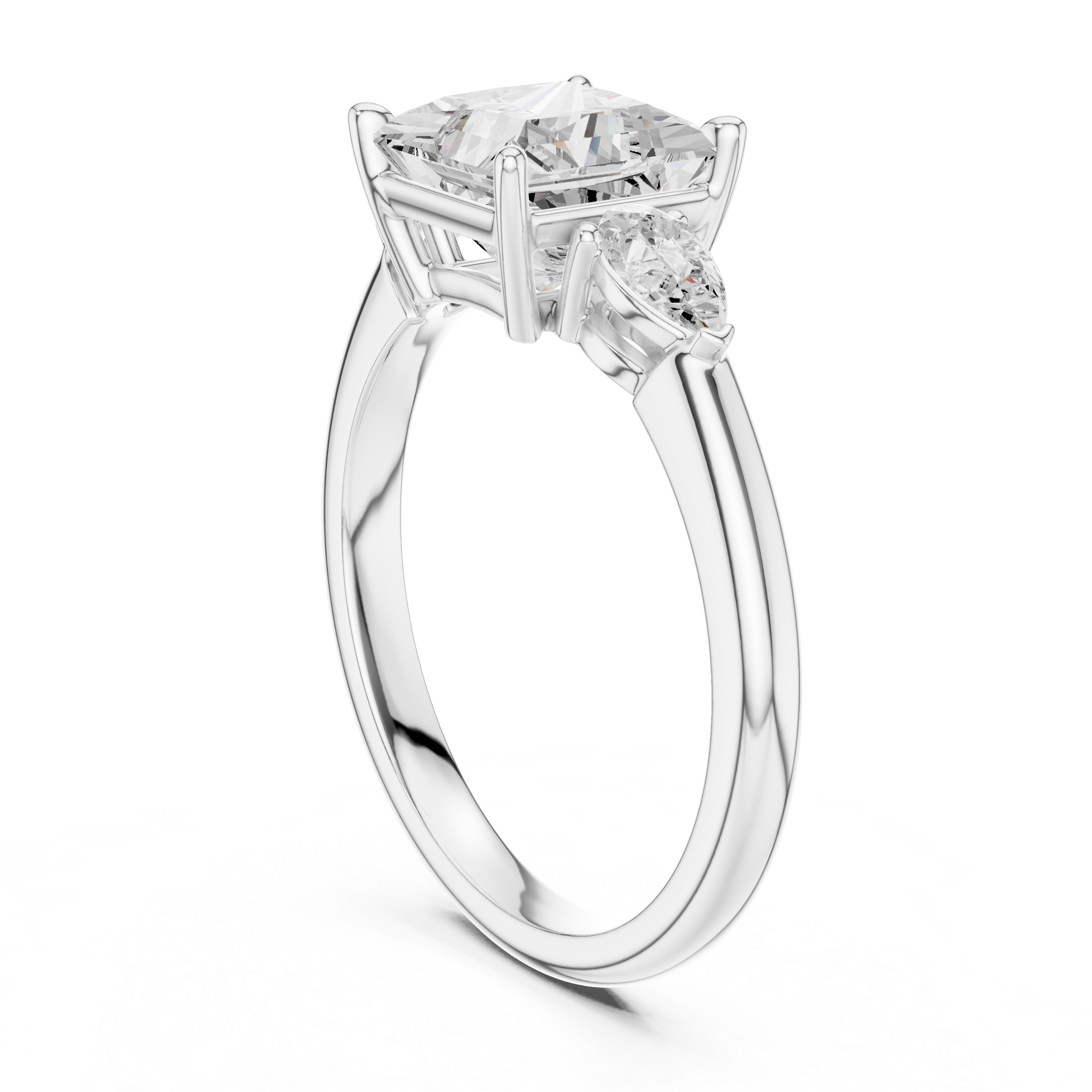 Princess Cut Three-Stone Diamond Engagement Ring