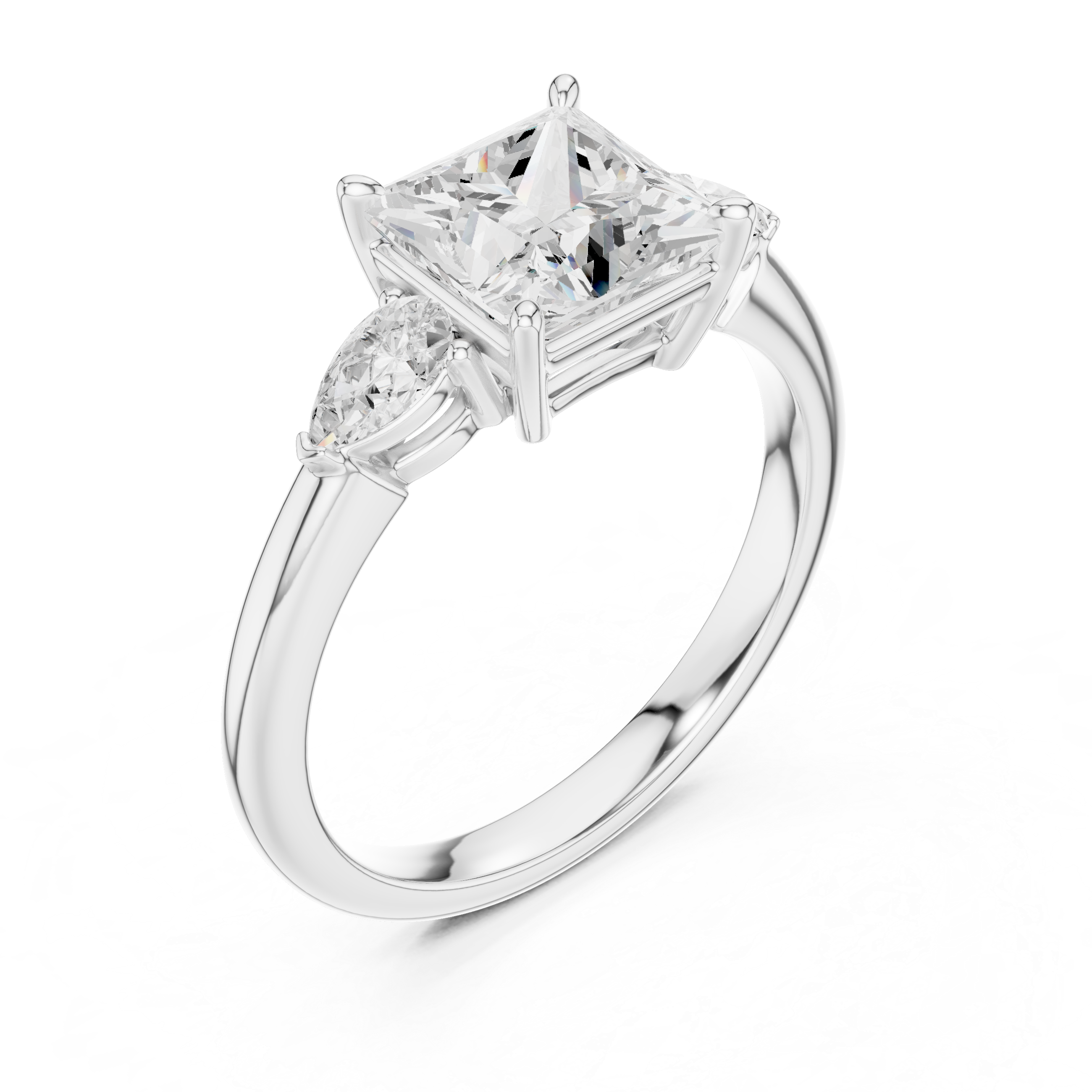 Princess Cut Three-Stone Diamond Engagement Ring