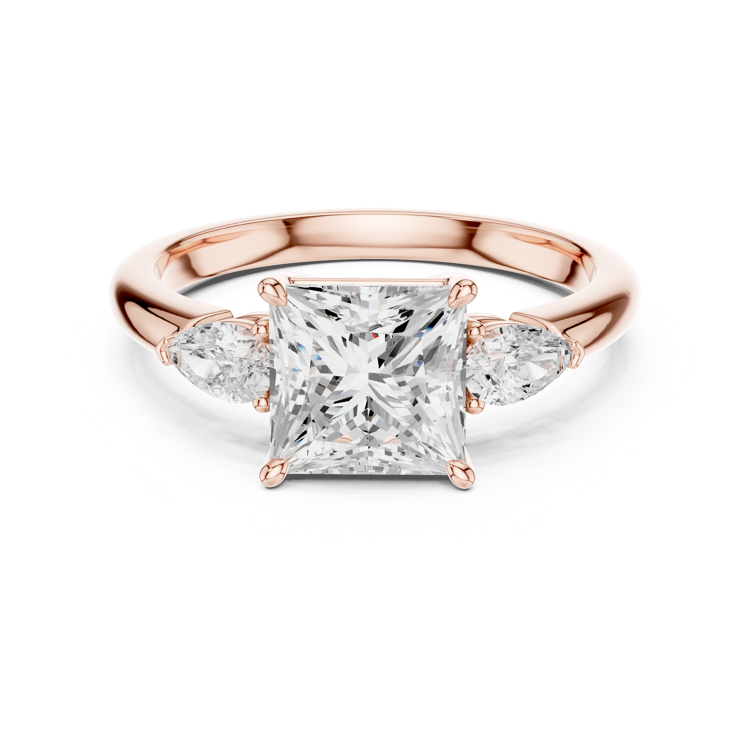 Princess Cut Three-Stone Diamond Engagement Ring
