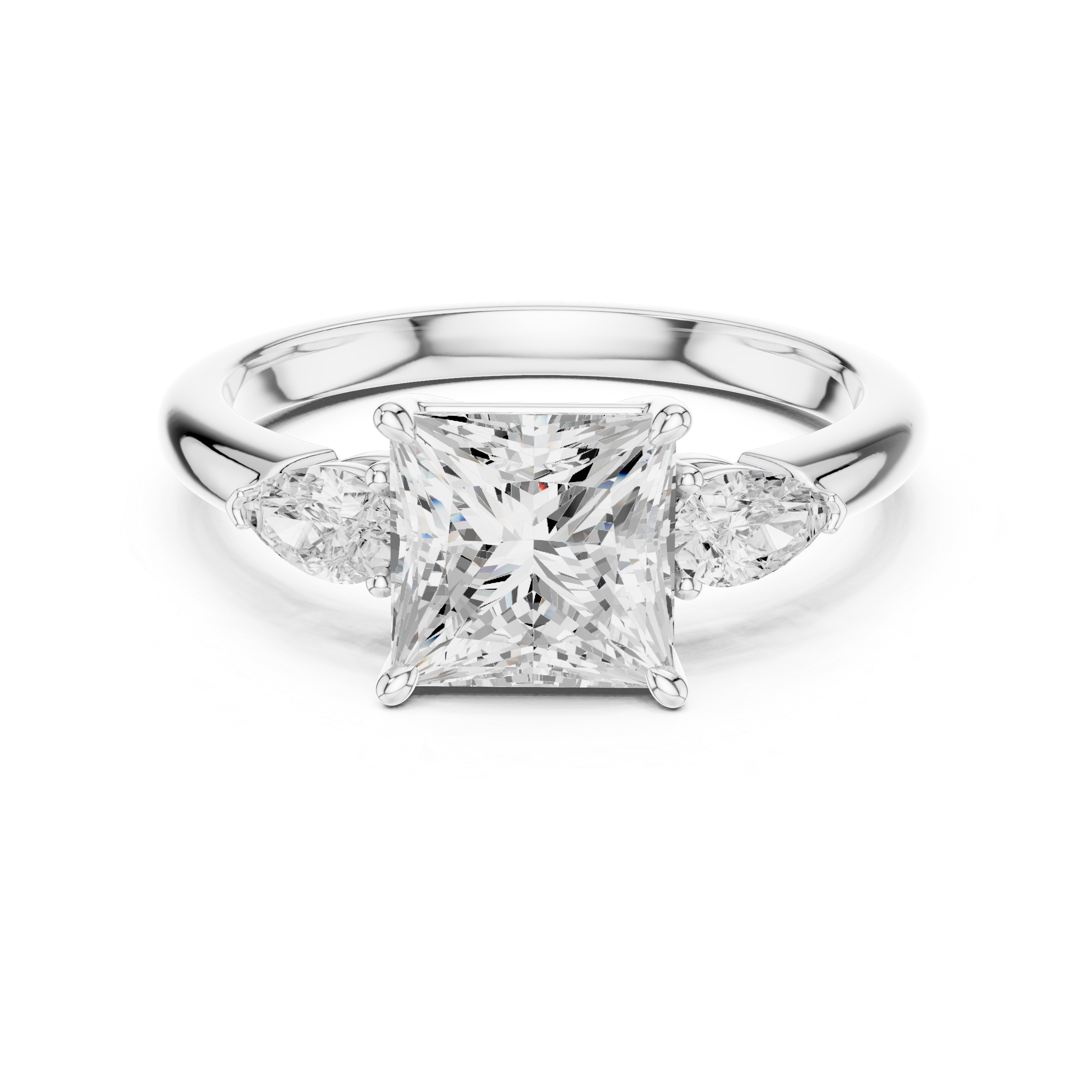 Princess Cut Three-Stone Diamond Engagement Ring
