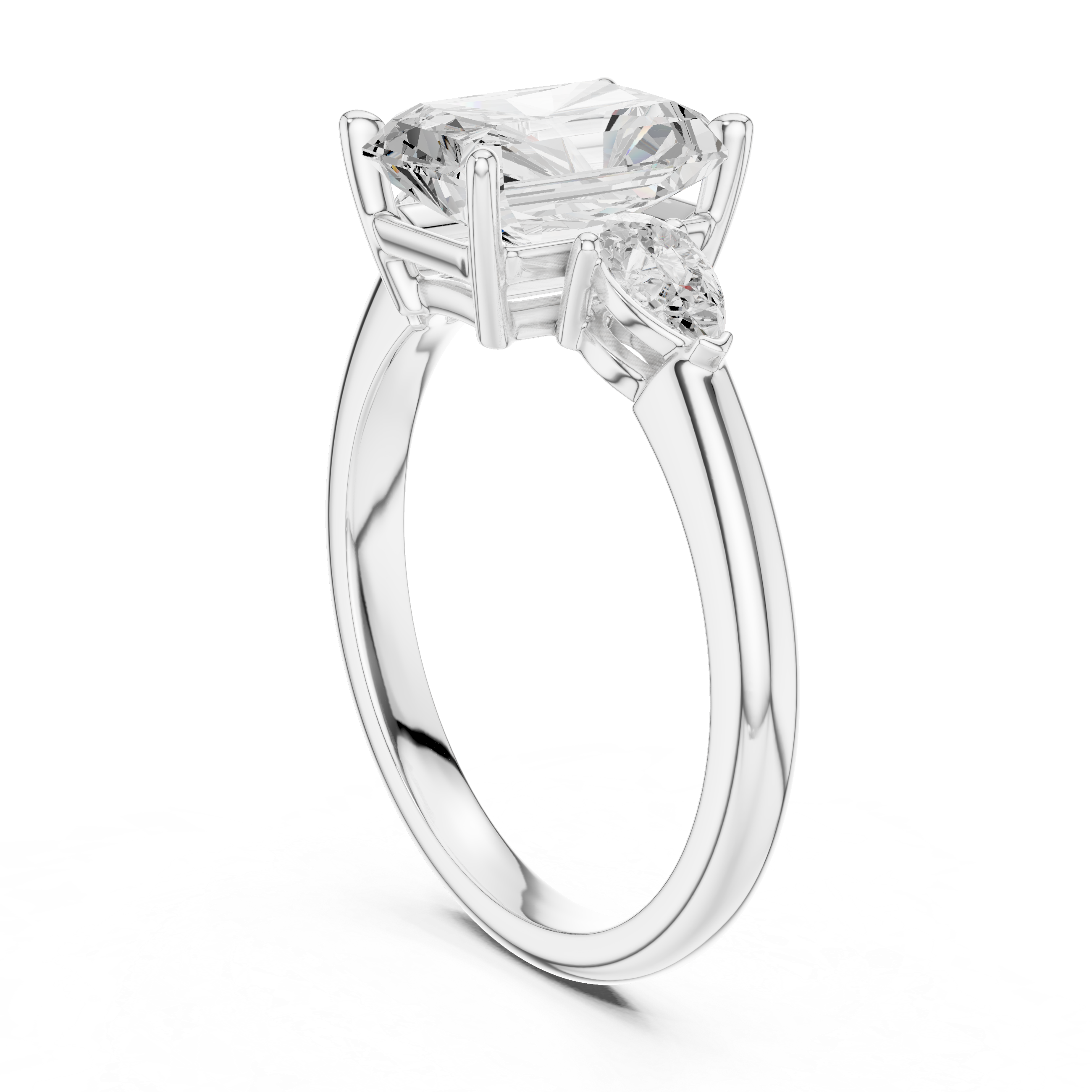 Radiant Cut Three-Stone Diamond Engagement Ring