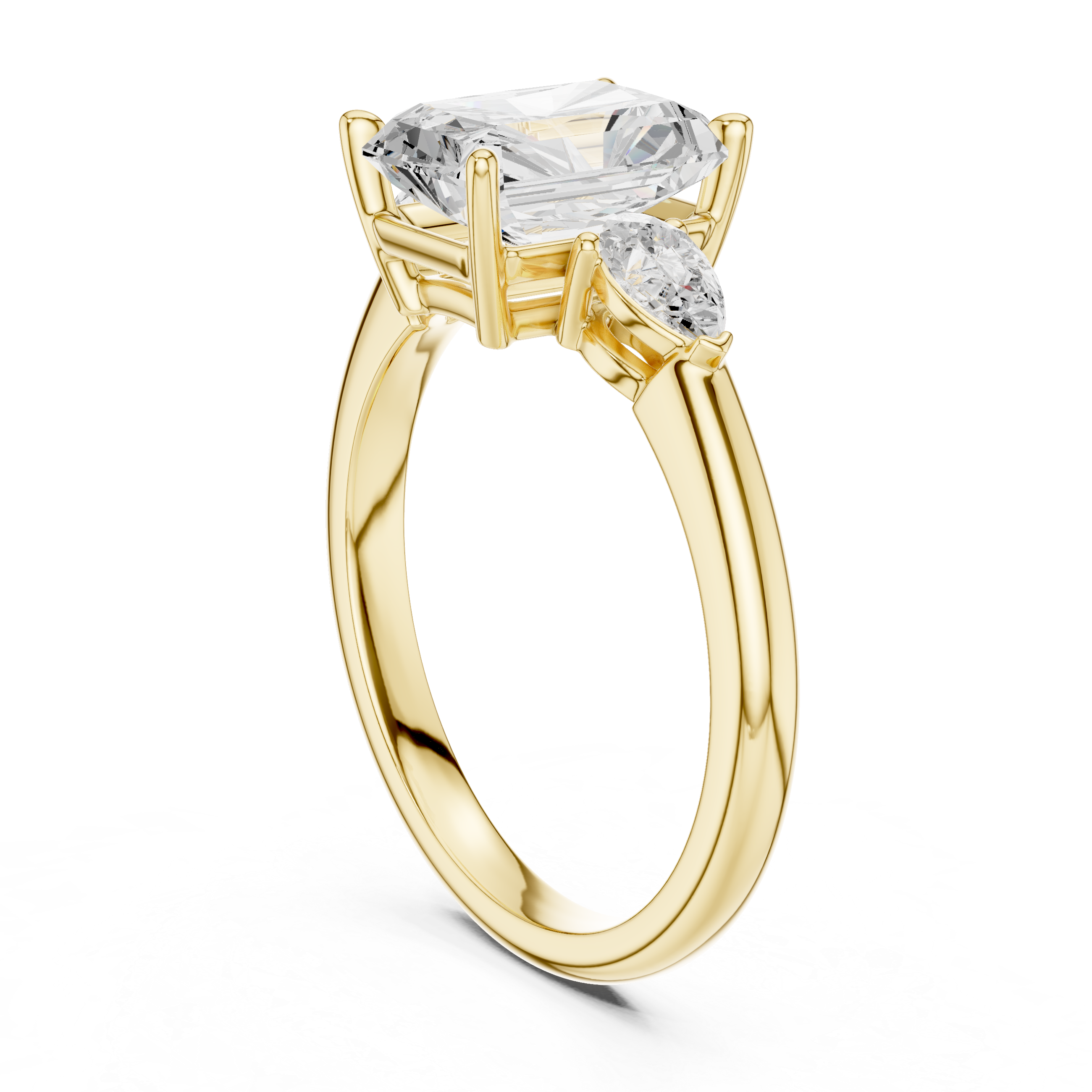 Radiant Cut Three-Stone Diamond Engagement Ring