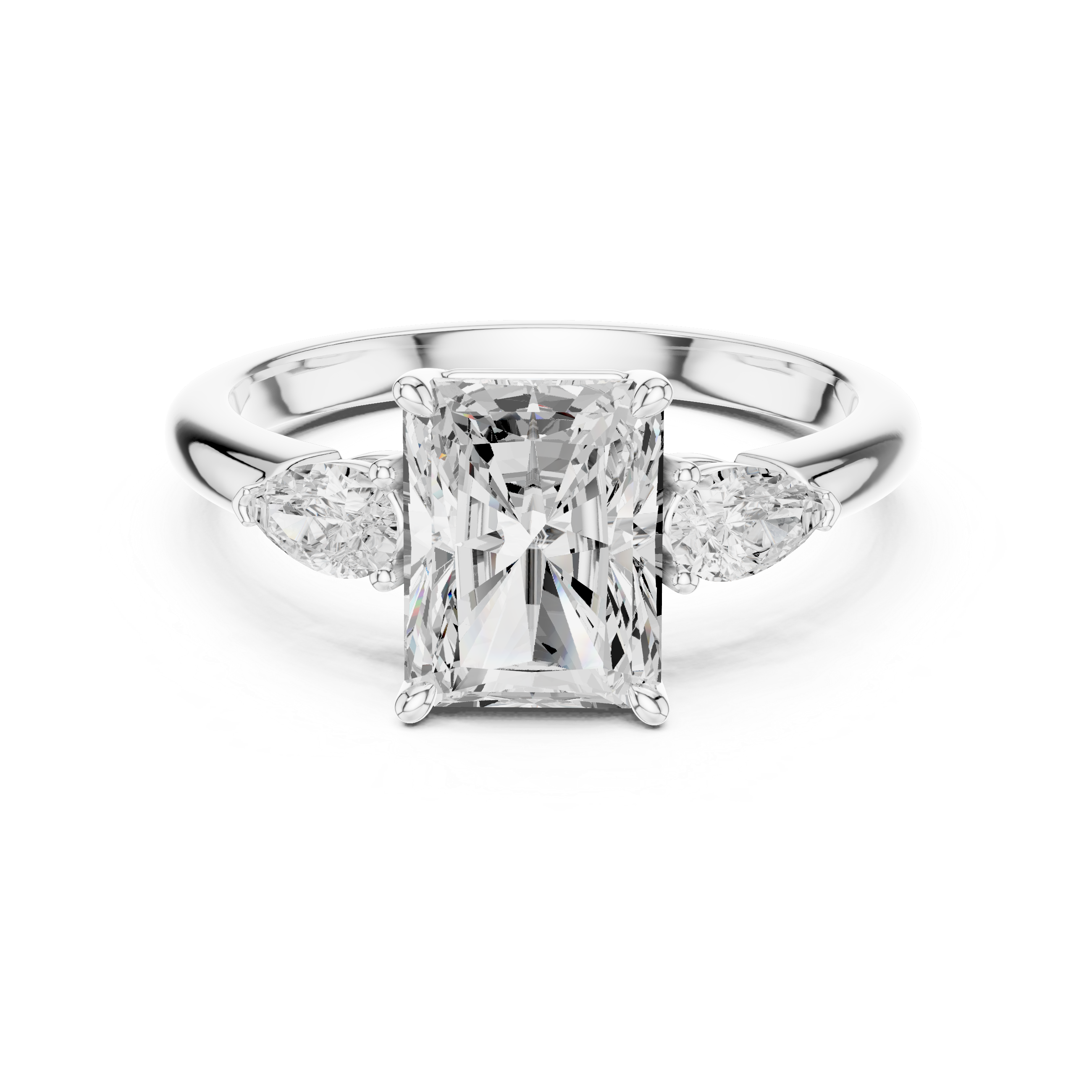 Radiant Cut Three-Stone Diamond Engagement Ring