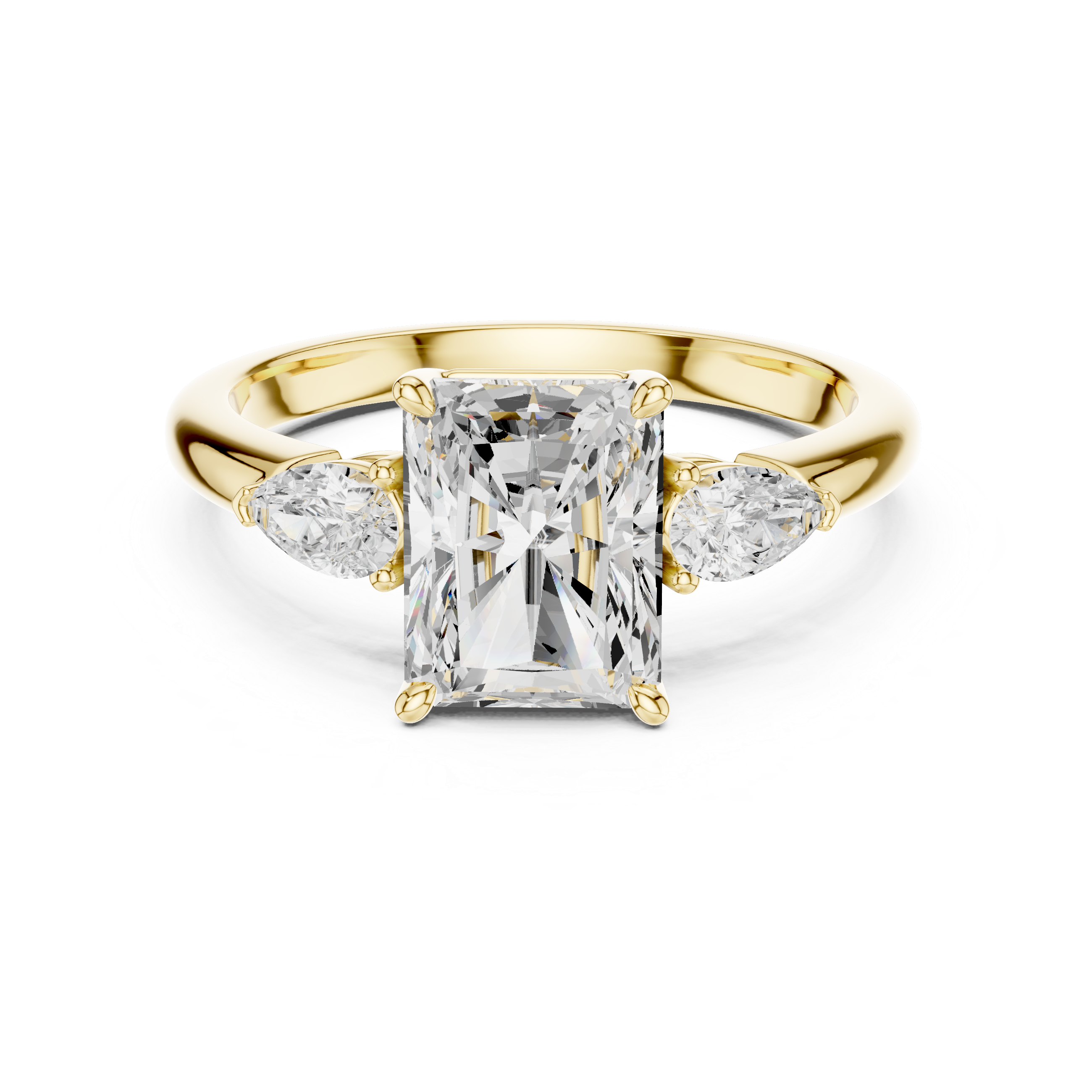 Radiant Cut Three-Stone Diamond Engagement Ring