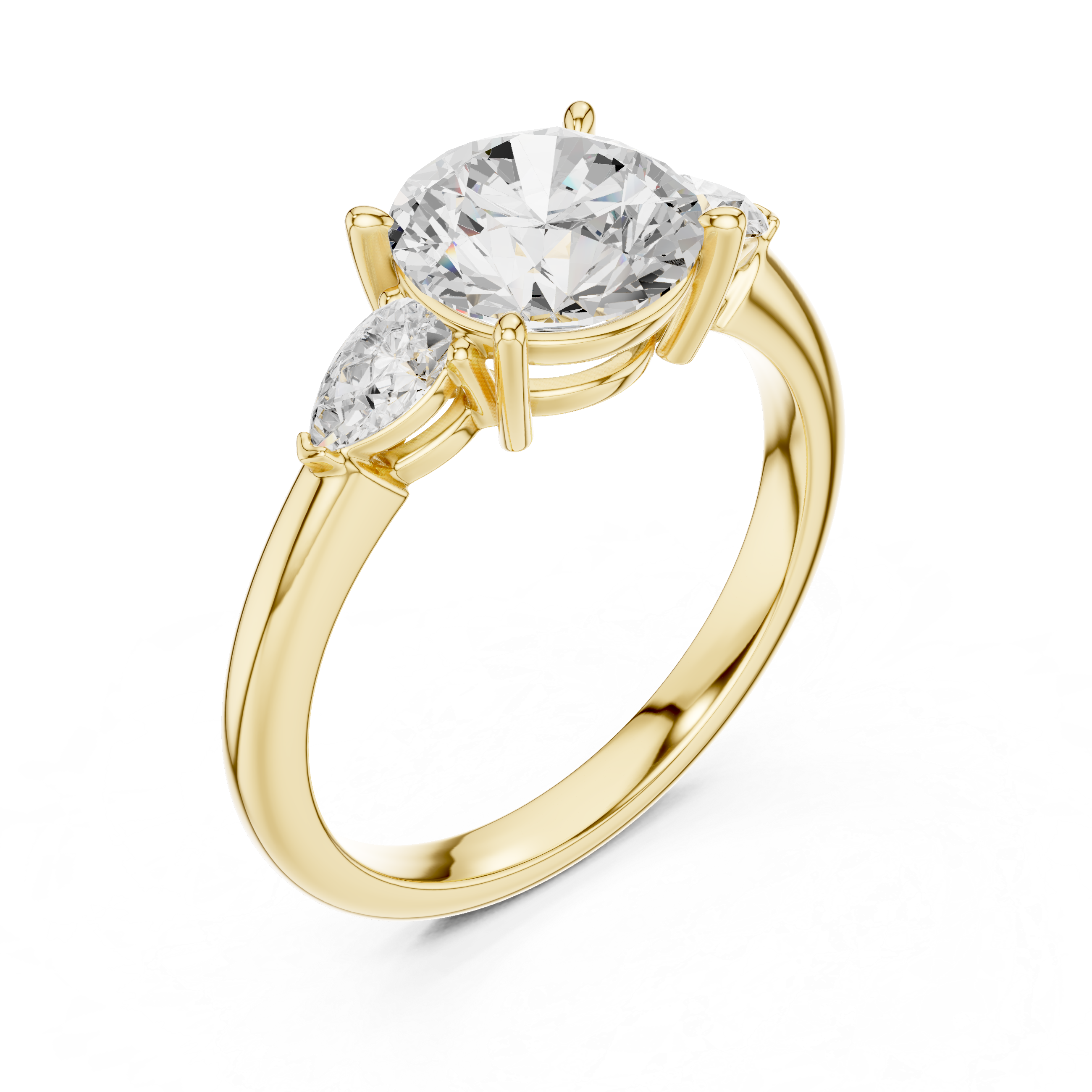Round Brilliant Three-Stone Diamond Engagement Ring