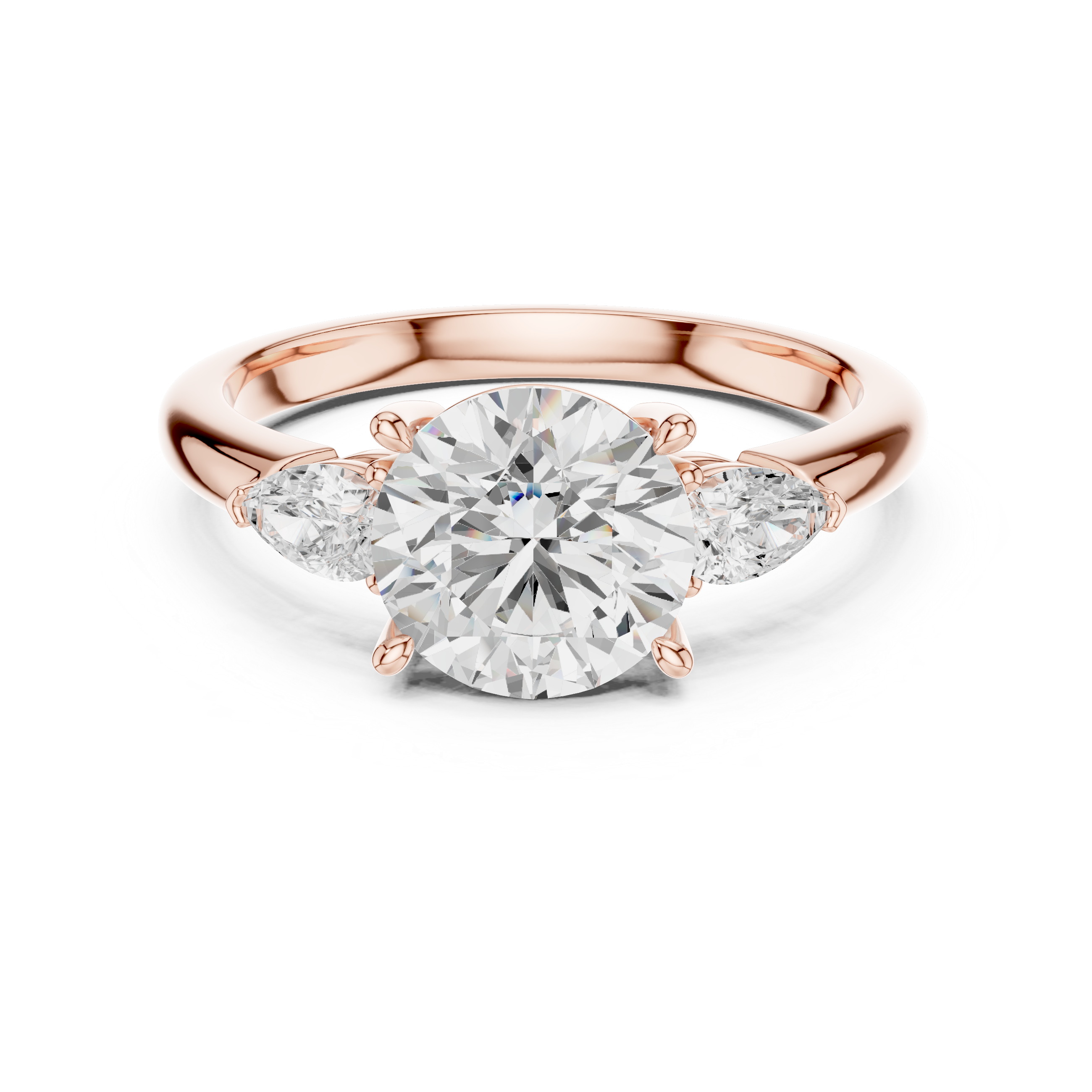 Round Brilliant Three-Stone Diamond Engagement Ring