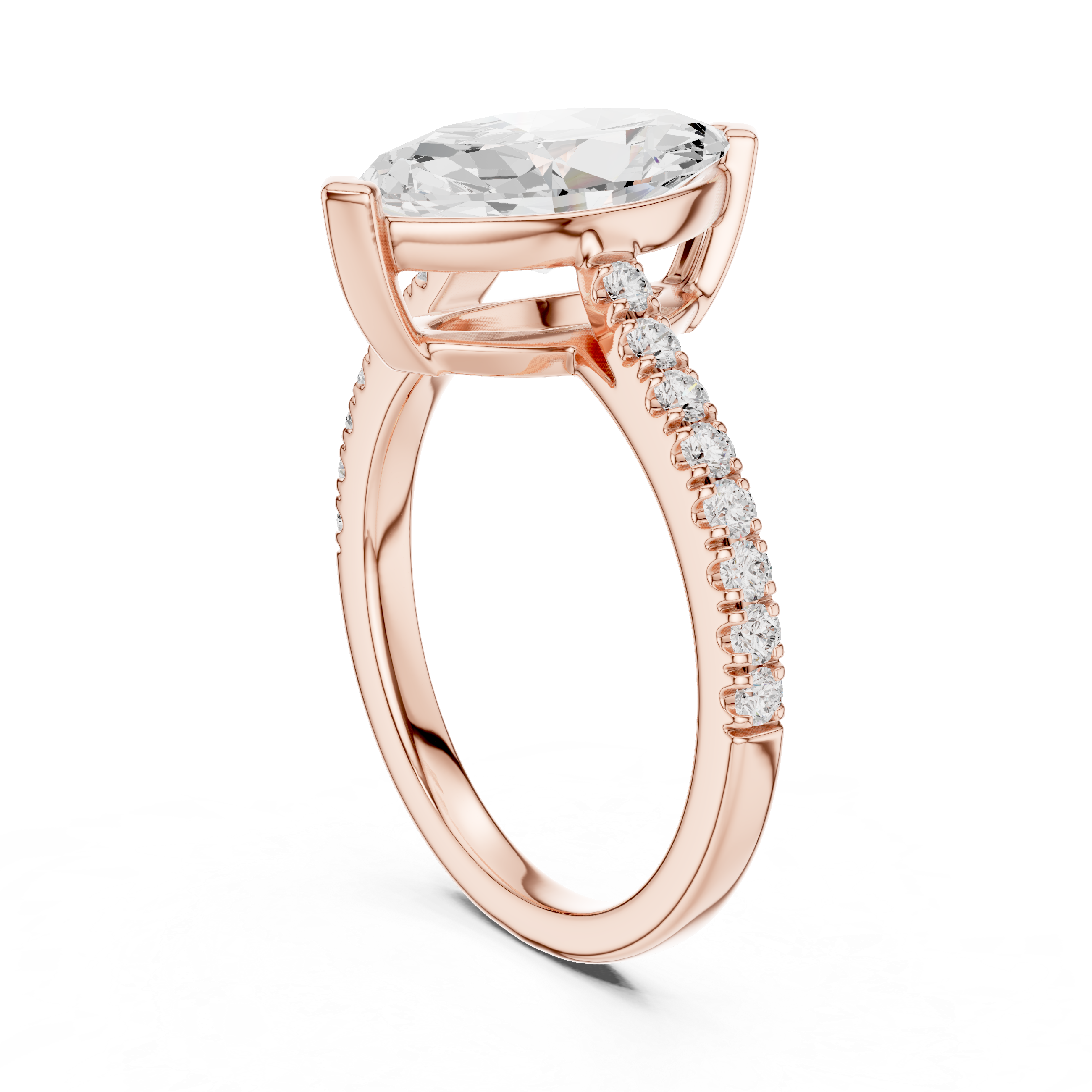 Marquise Cut Diamond Engagement Ring with Pavé Band