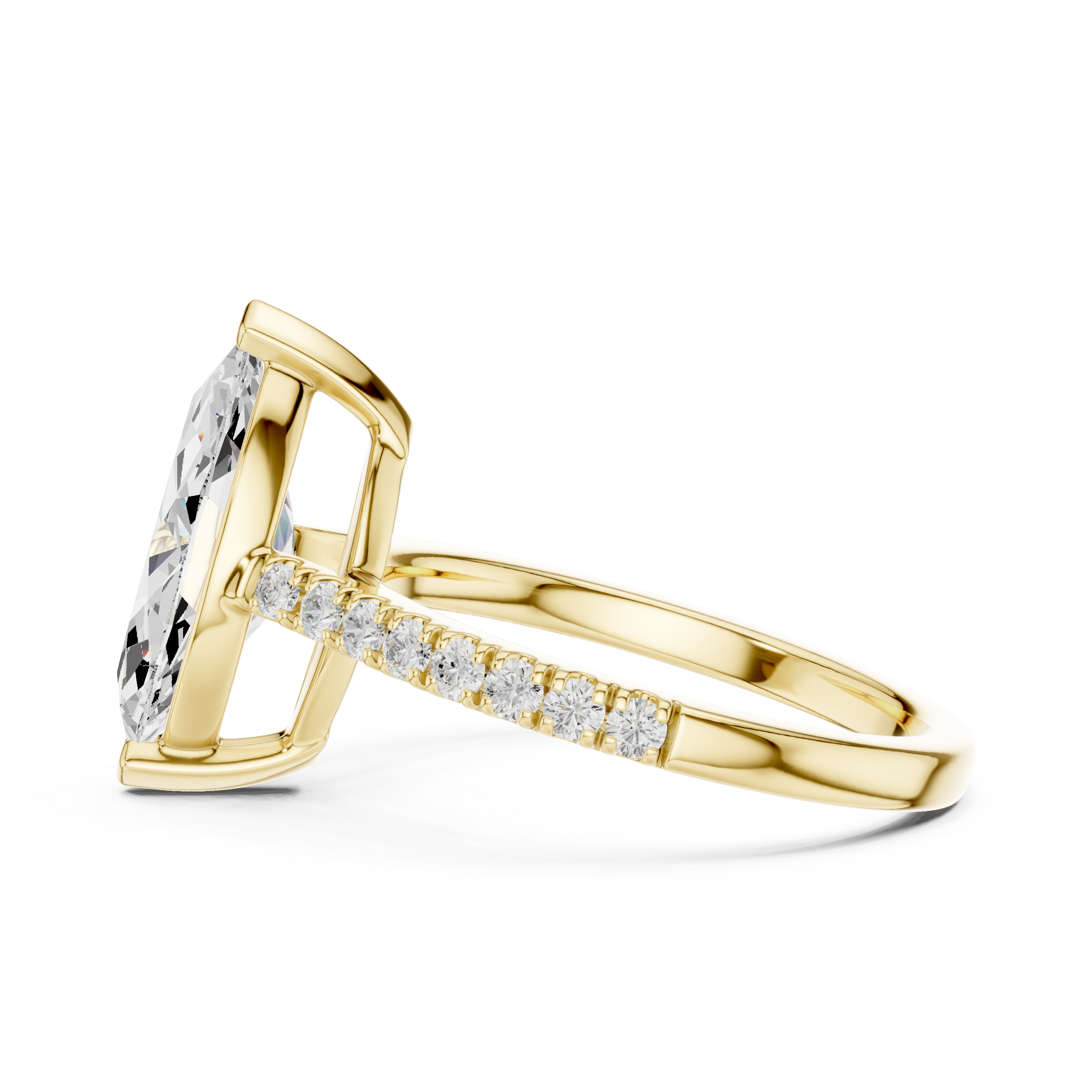 Marquise Cut Diamond Engagement Ring with Pavé Band