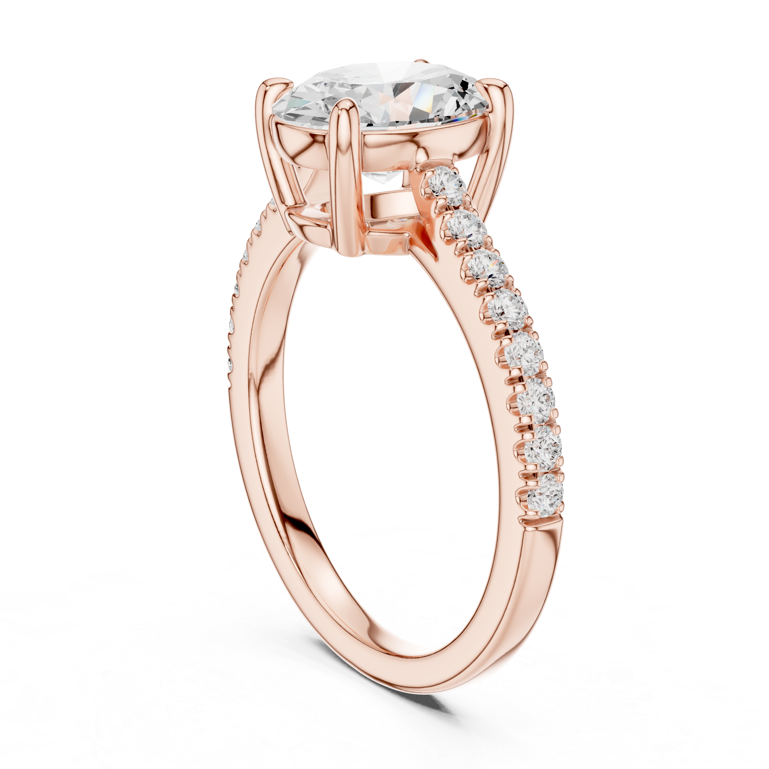 Oval Cut Diamond Engagement Ring with Pavé Band