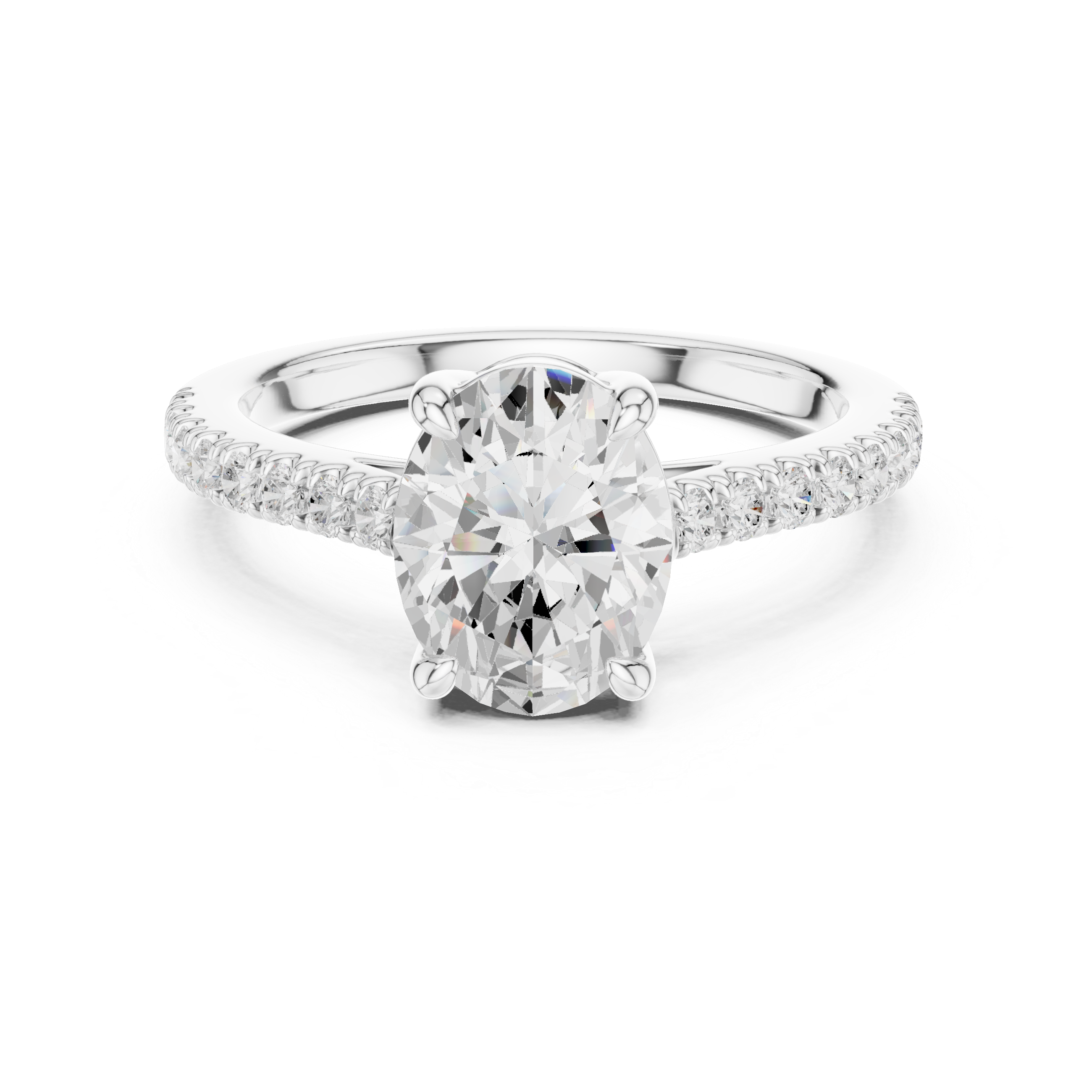Oval Cut Diamond Engagement Ring with Pavé Band