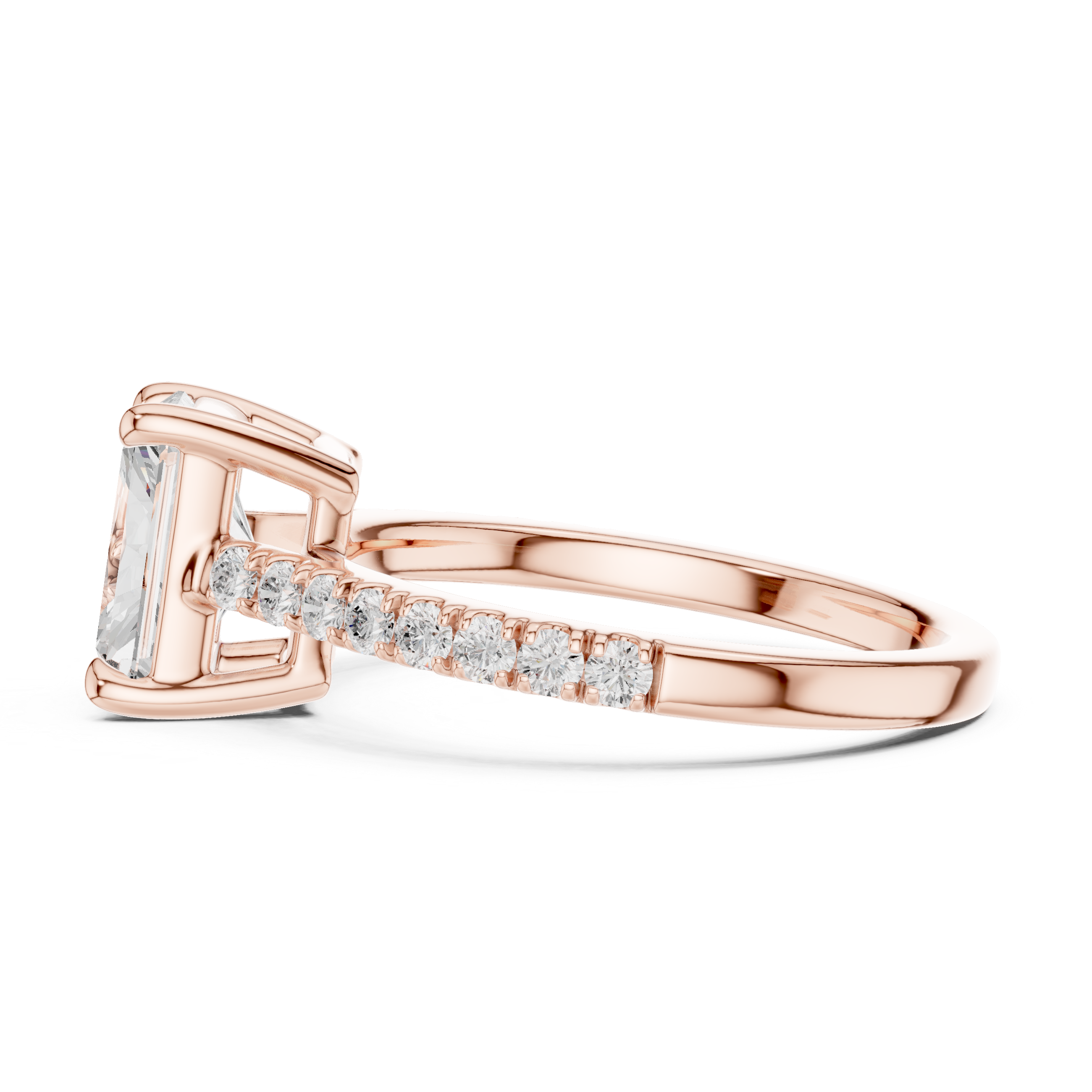Radiant Cut Diamond Engagement Ring with Pavé Band