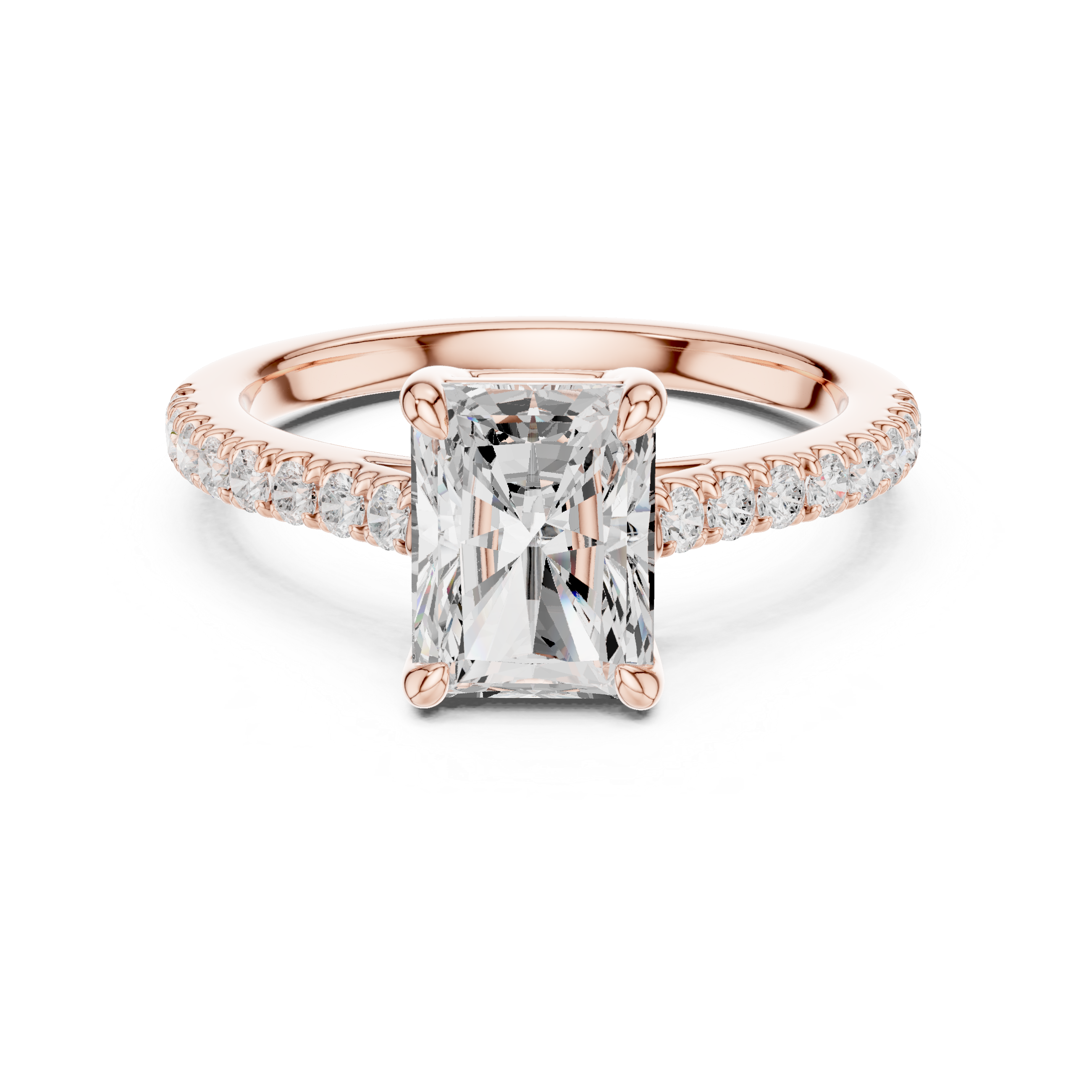 Radiant Cut Diamond Engagement Ring with Pavé Band