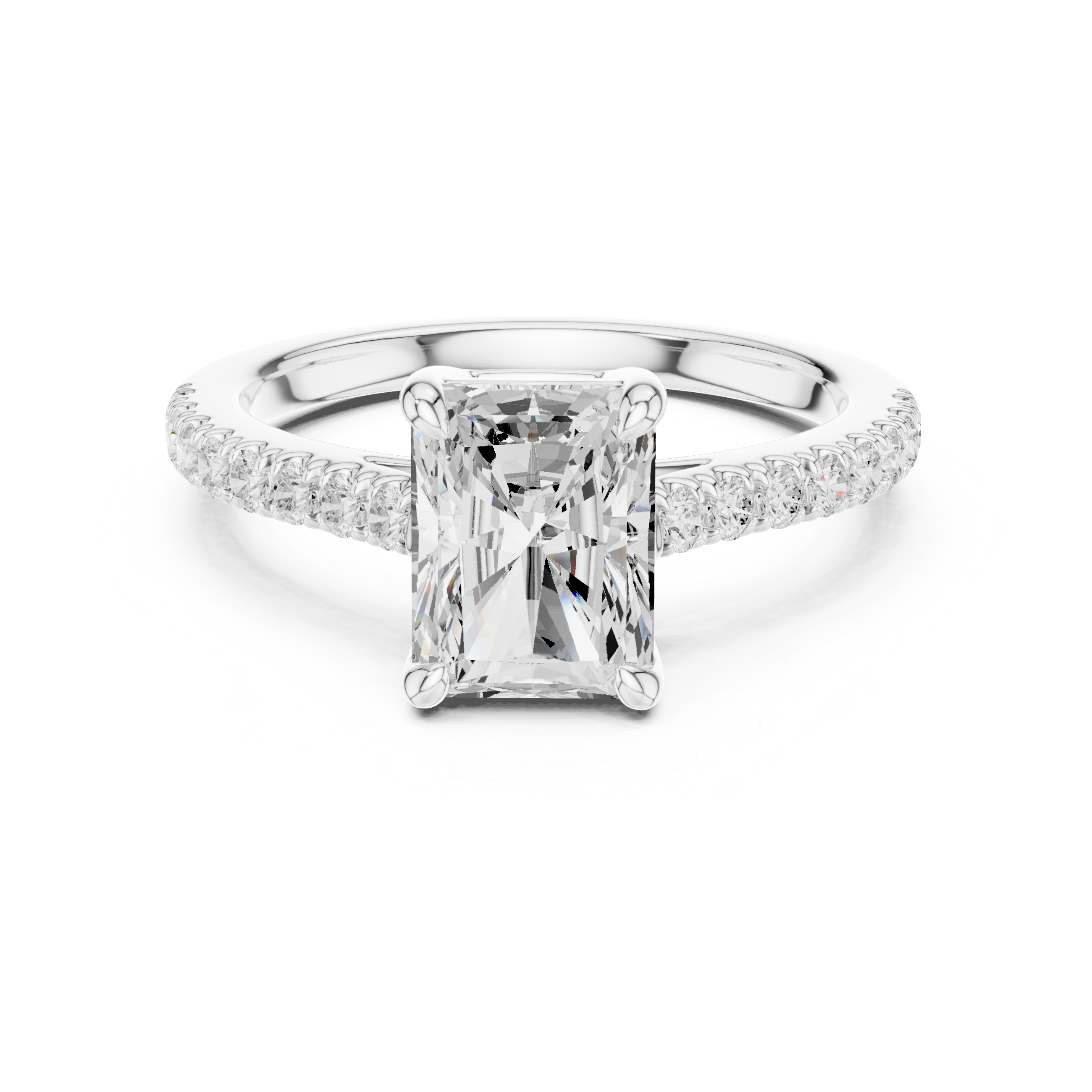 Radiant Cut Diamond Engagement Ring with Pavé Band