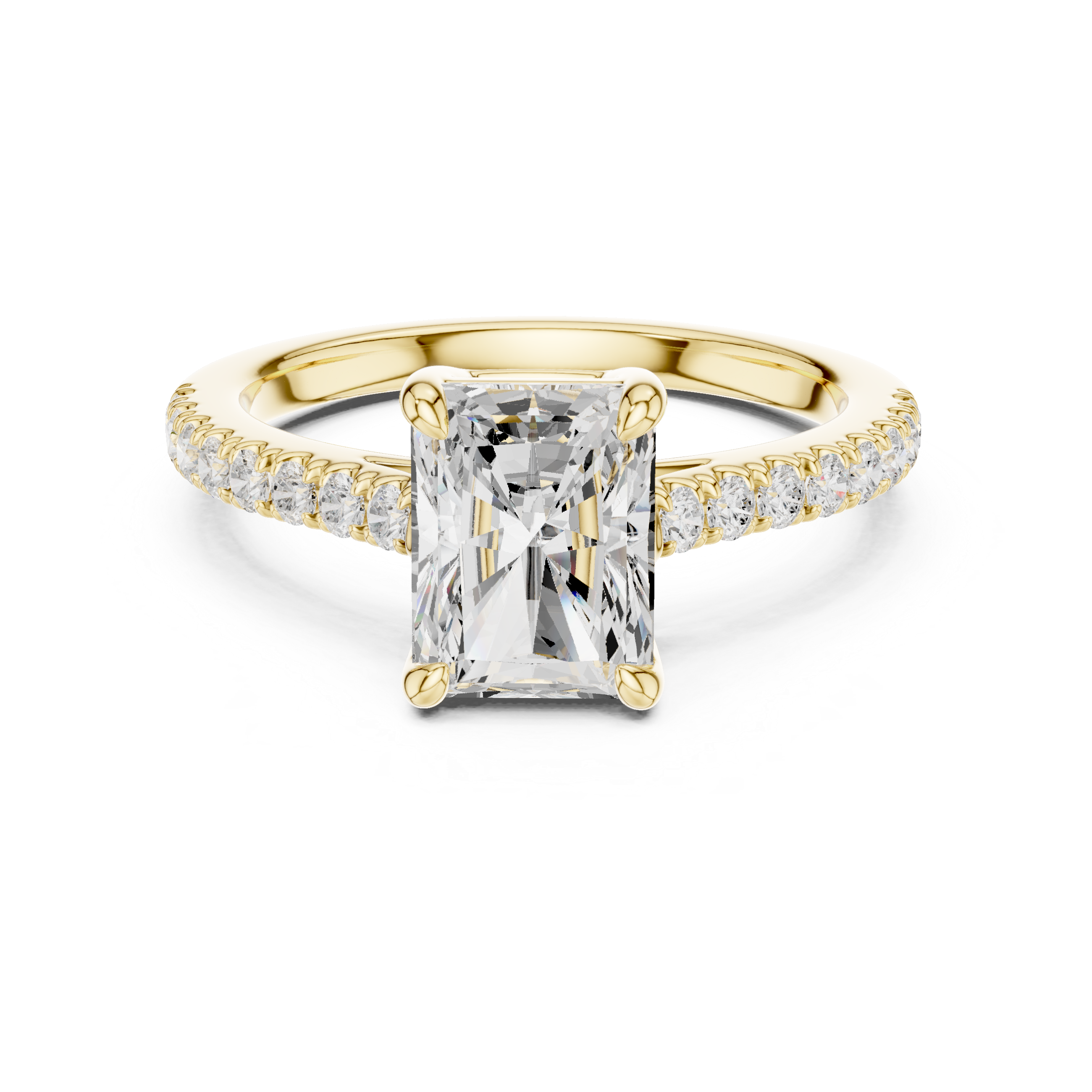 Radiant Cut Diamond Engagement Ring with Pavé Band