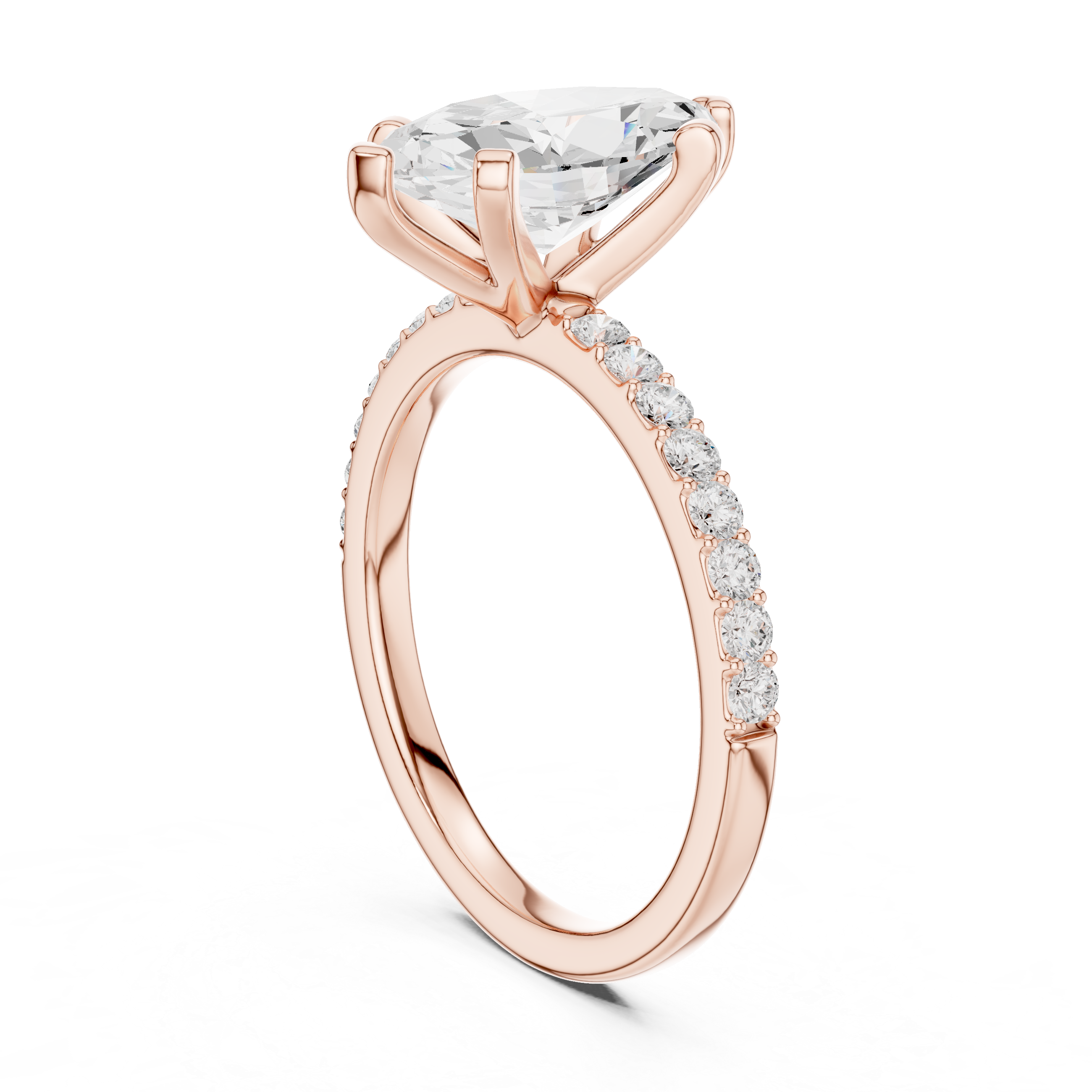 Petite Marquise Cut Diamond Ring with Pavé Band