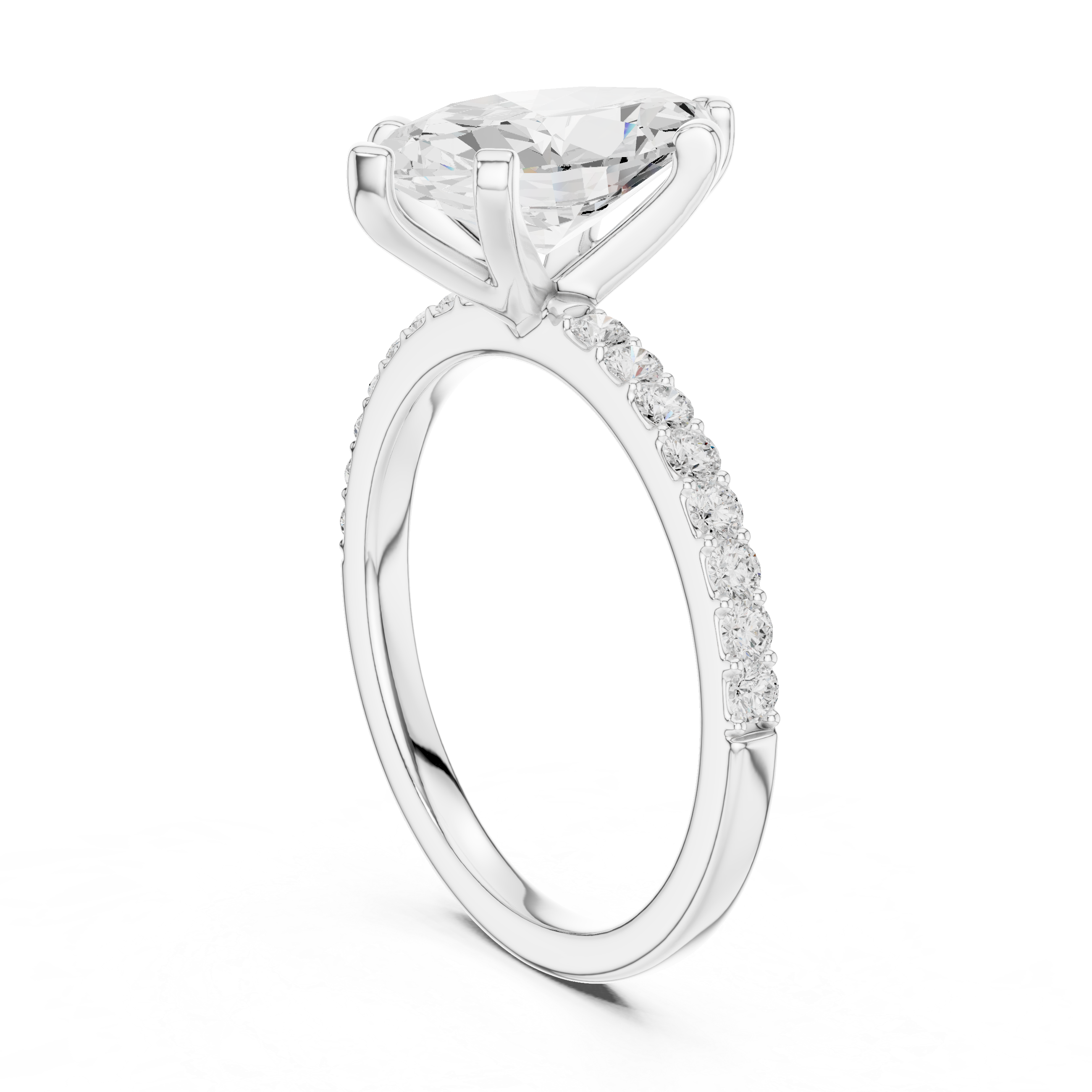 Petite Marquise Cut Diamond Ring with Pavé Band
