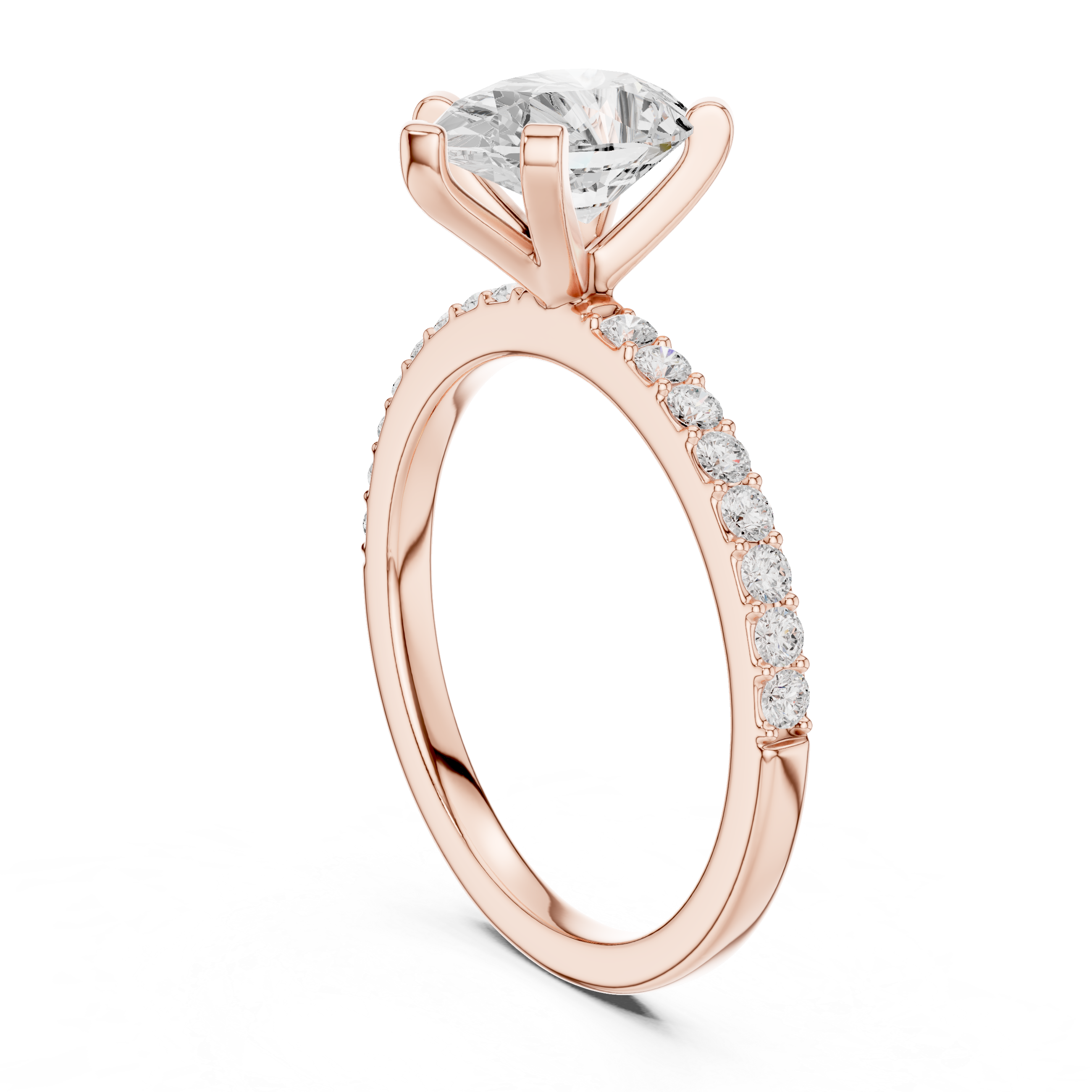 Petite Pear Cut Diamond Ring with Pavé Band