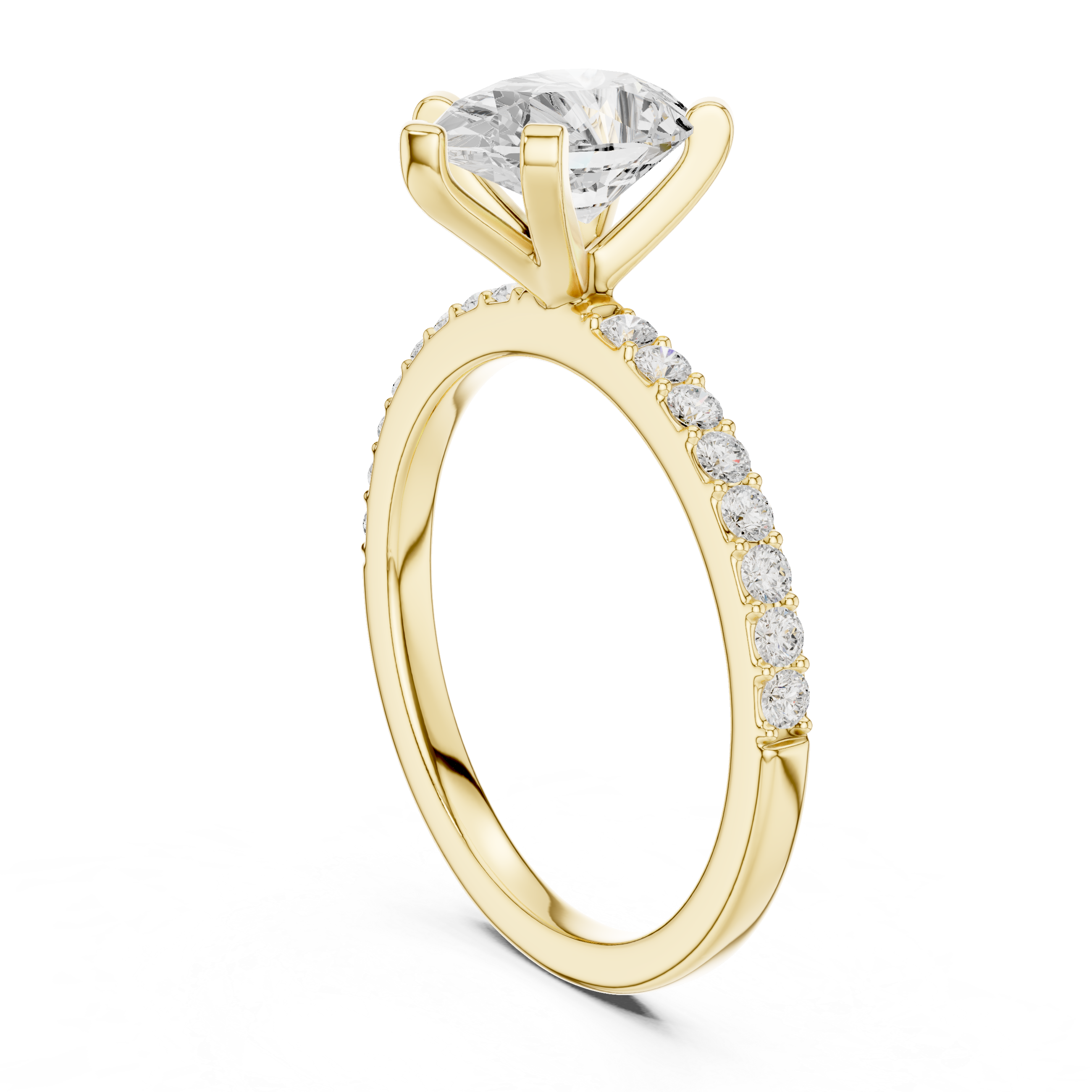 Petite Pear Cut Diamond Ring with Pavé Band