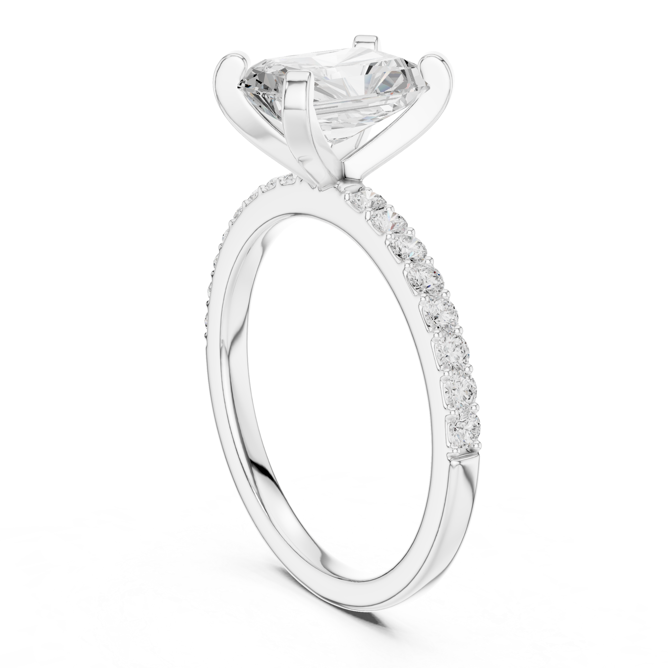 Radiant Cut Diamond Engagement Ring with Pavé Band