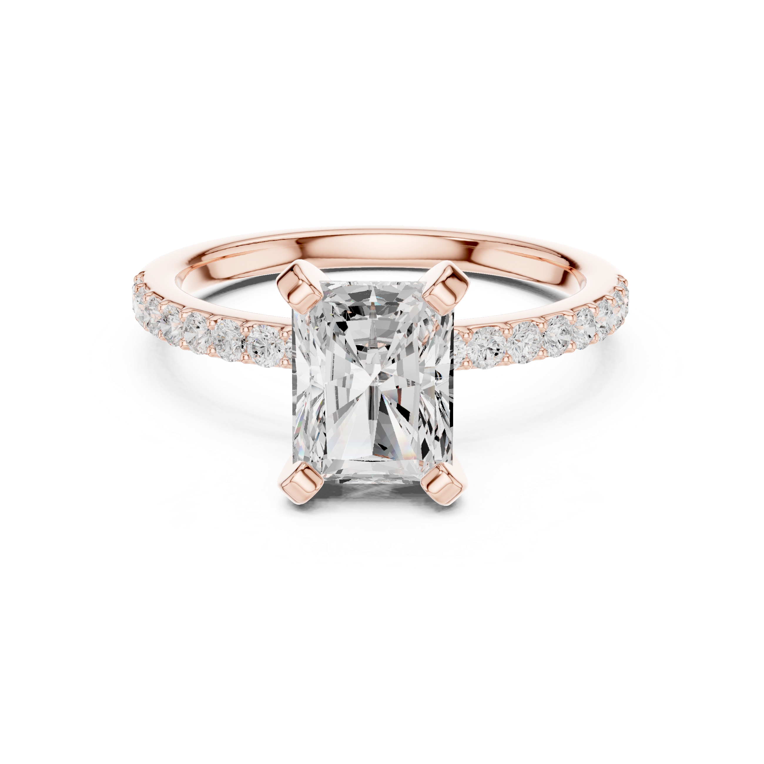 Radiant Cut Diamond Engagement Ring with Pavé Band