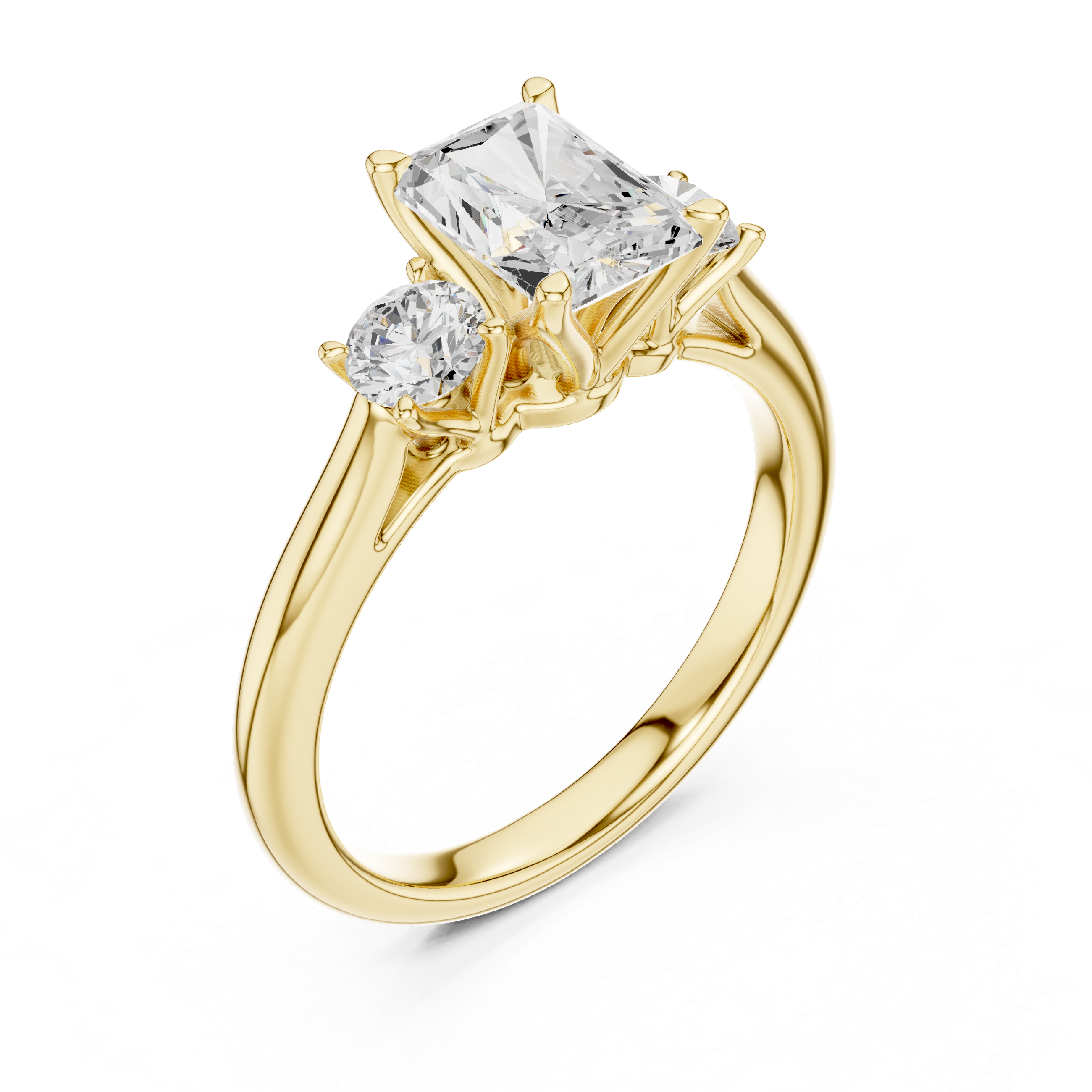 Radiant Cut Three-Stone Ring – Classic and Elegant Design
