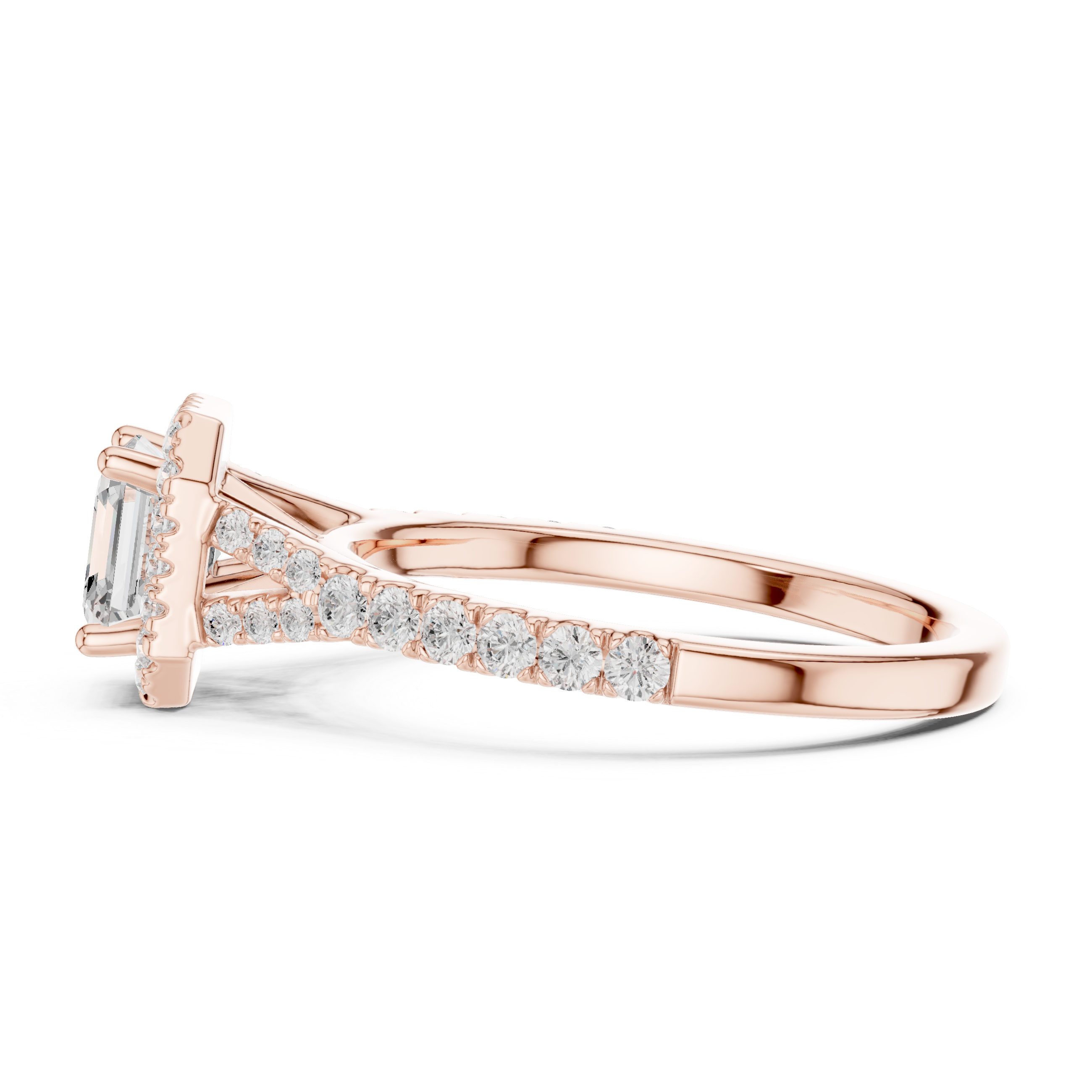 Asscher Cut Halo Diamond Ring – Pavé Band Elegant Statement Design