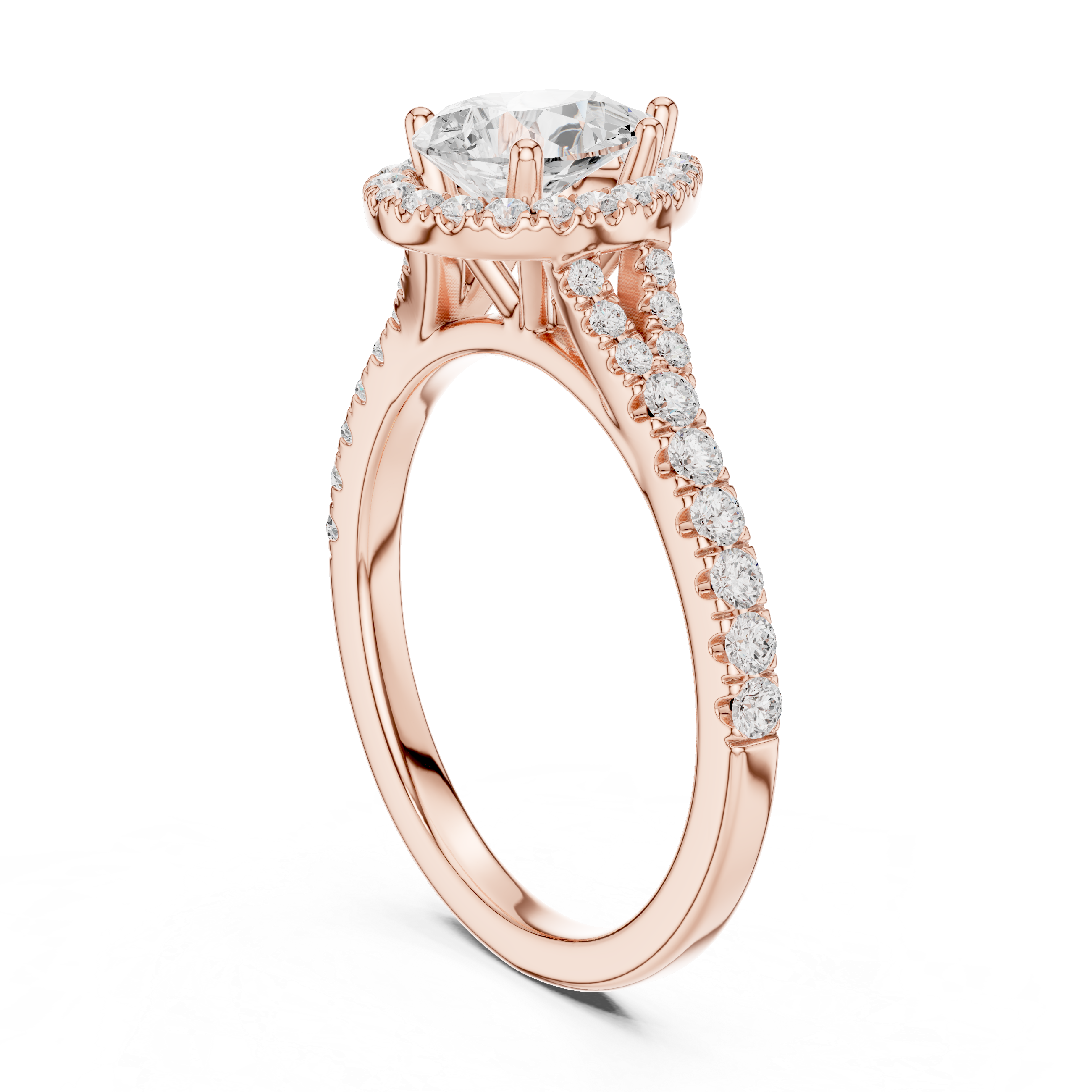 Pear Cut Halo Diamond Ring – Pavé Band Elegant Teardrop Design