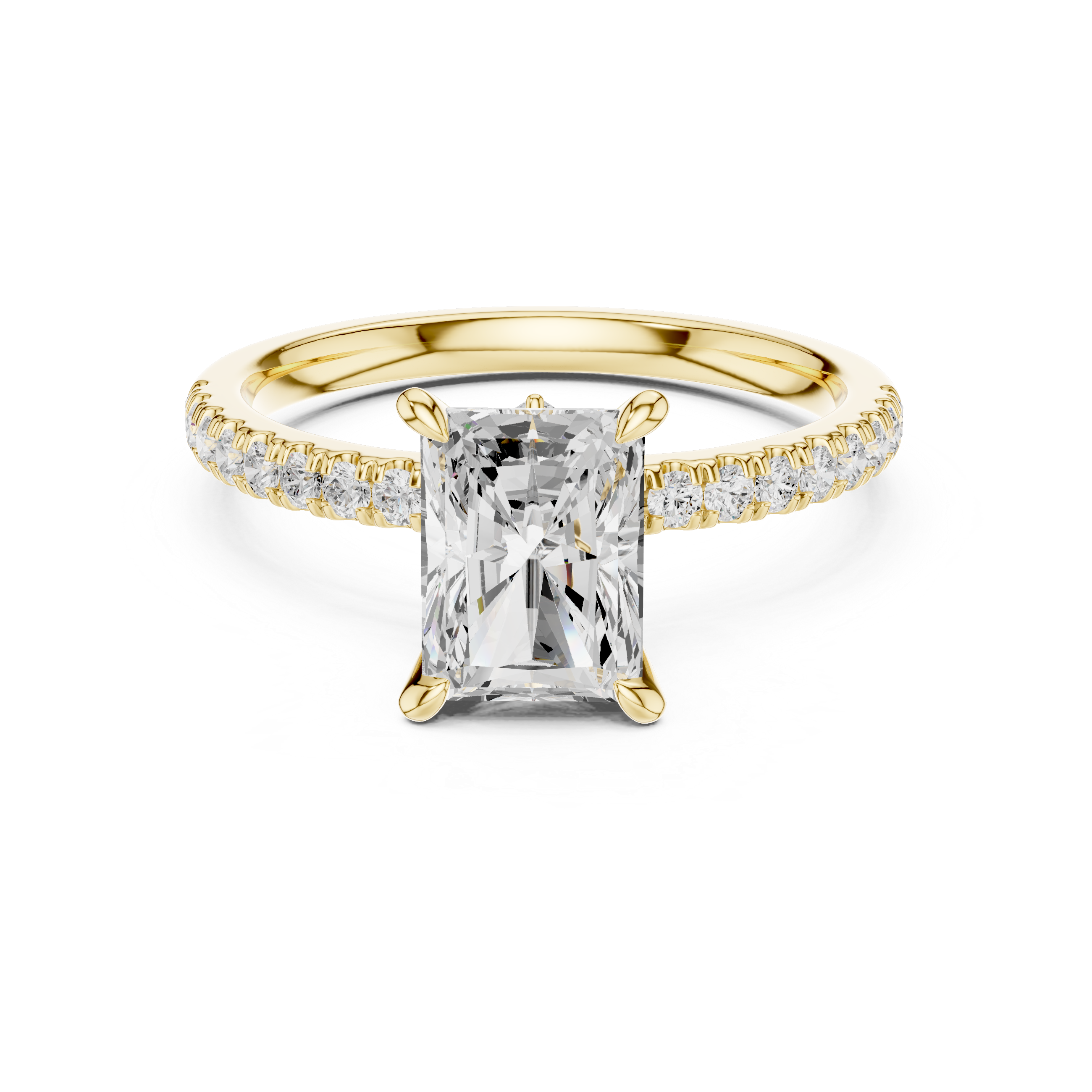 Radiant Cut Engagement Ring with Marquise Hidden Gallery and Pavé Diamond Band
