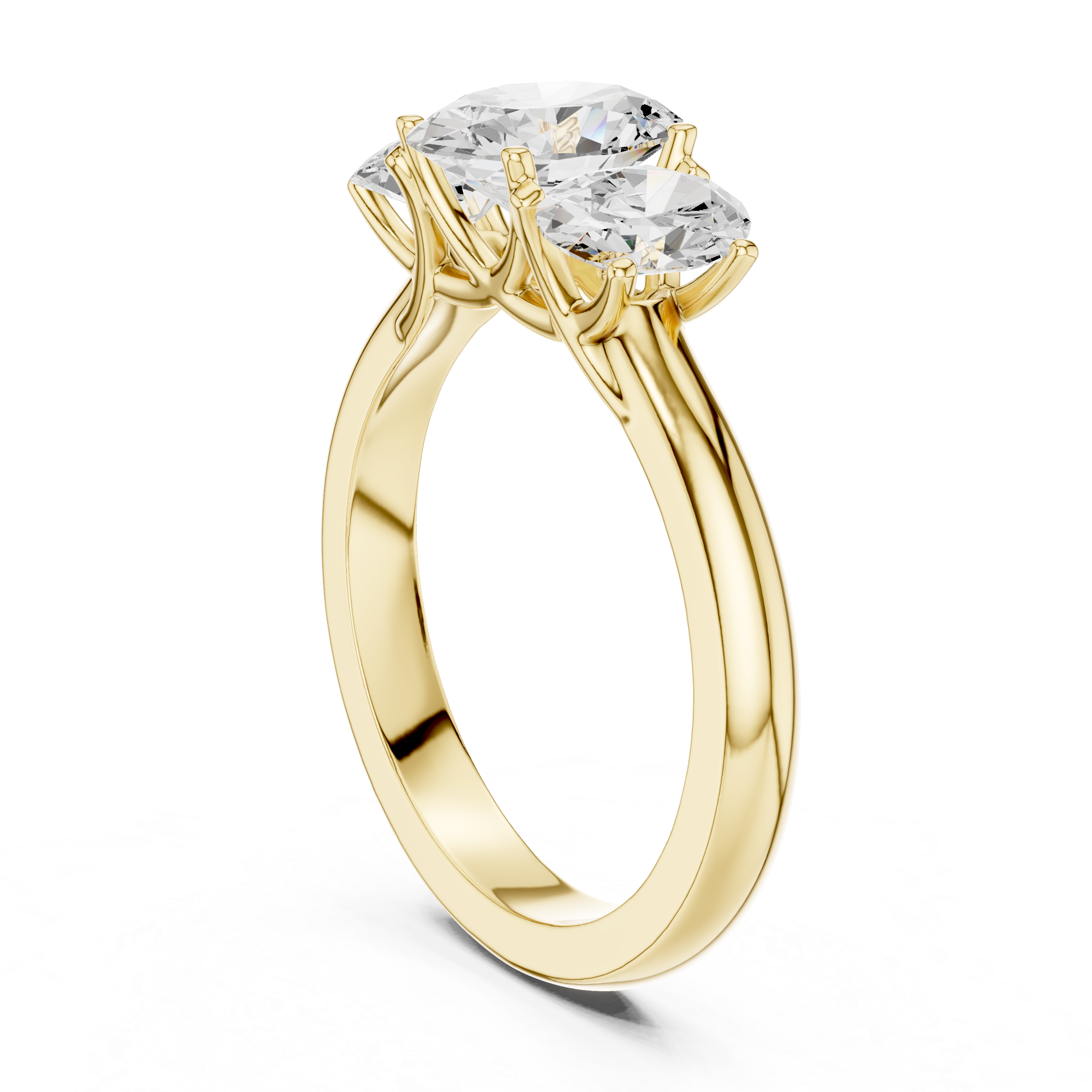 Three Stone Oval Engagement Ring – Classic Trilogy Diamond Ring with Oval Side Stones