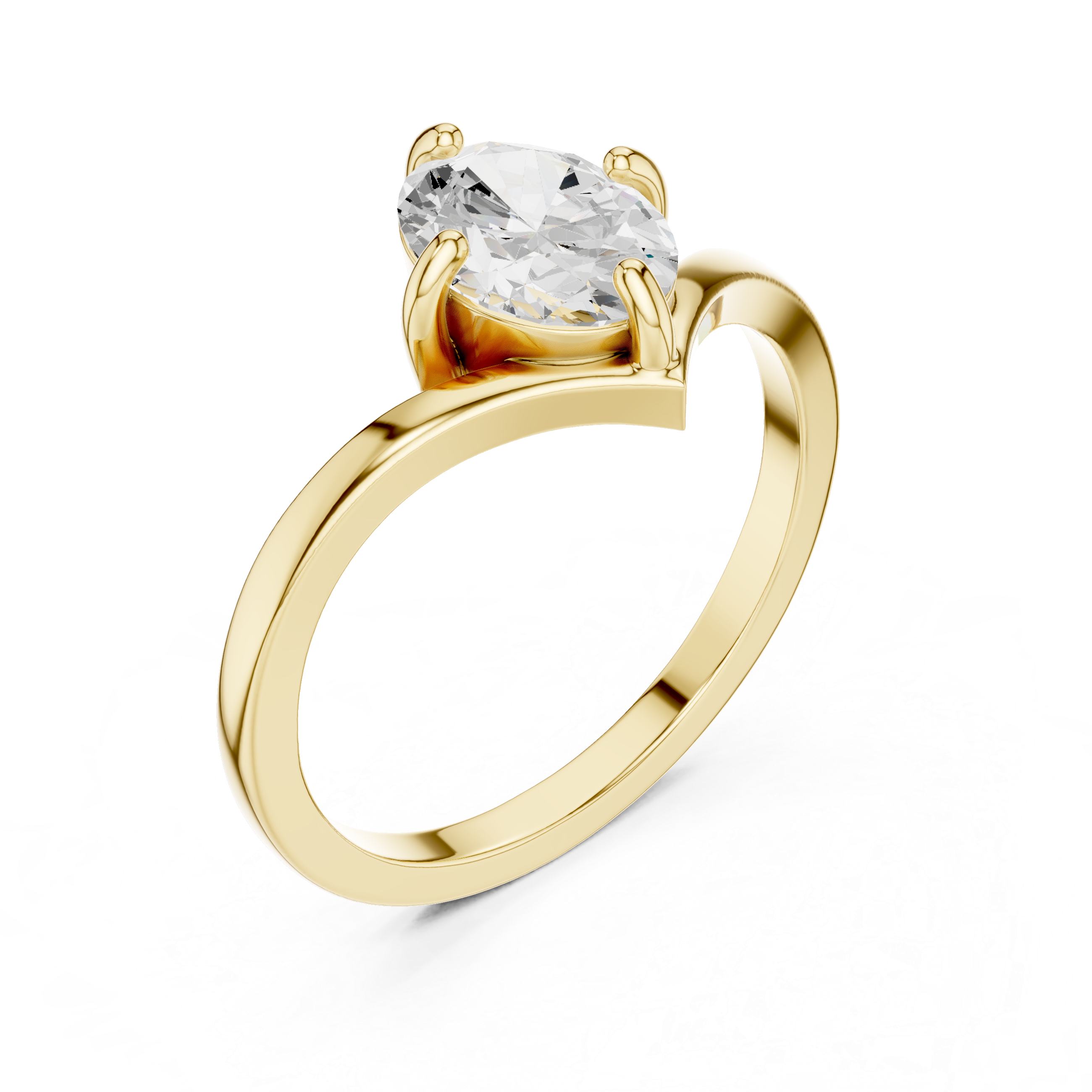 Marquise Cut Solitaire Engagement Ring – Minimalist V-Shank Promise Ring