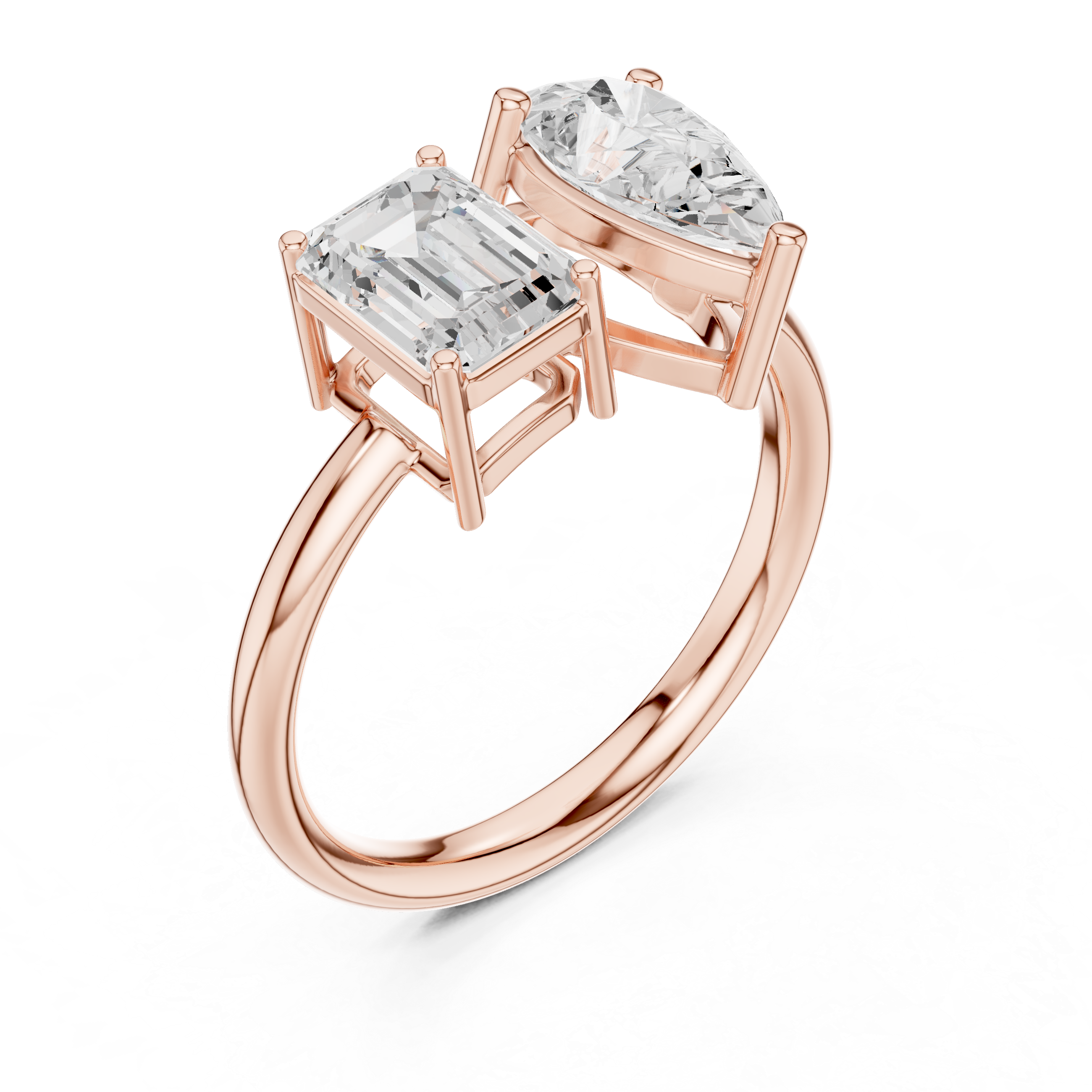 Toi et Moi Emerald Cut & Pear Cut Engagement Ring – Two Stone Diamond Ring
