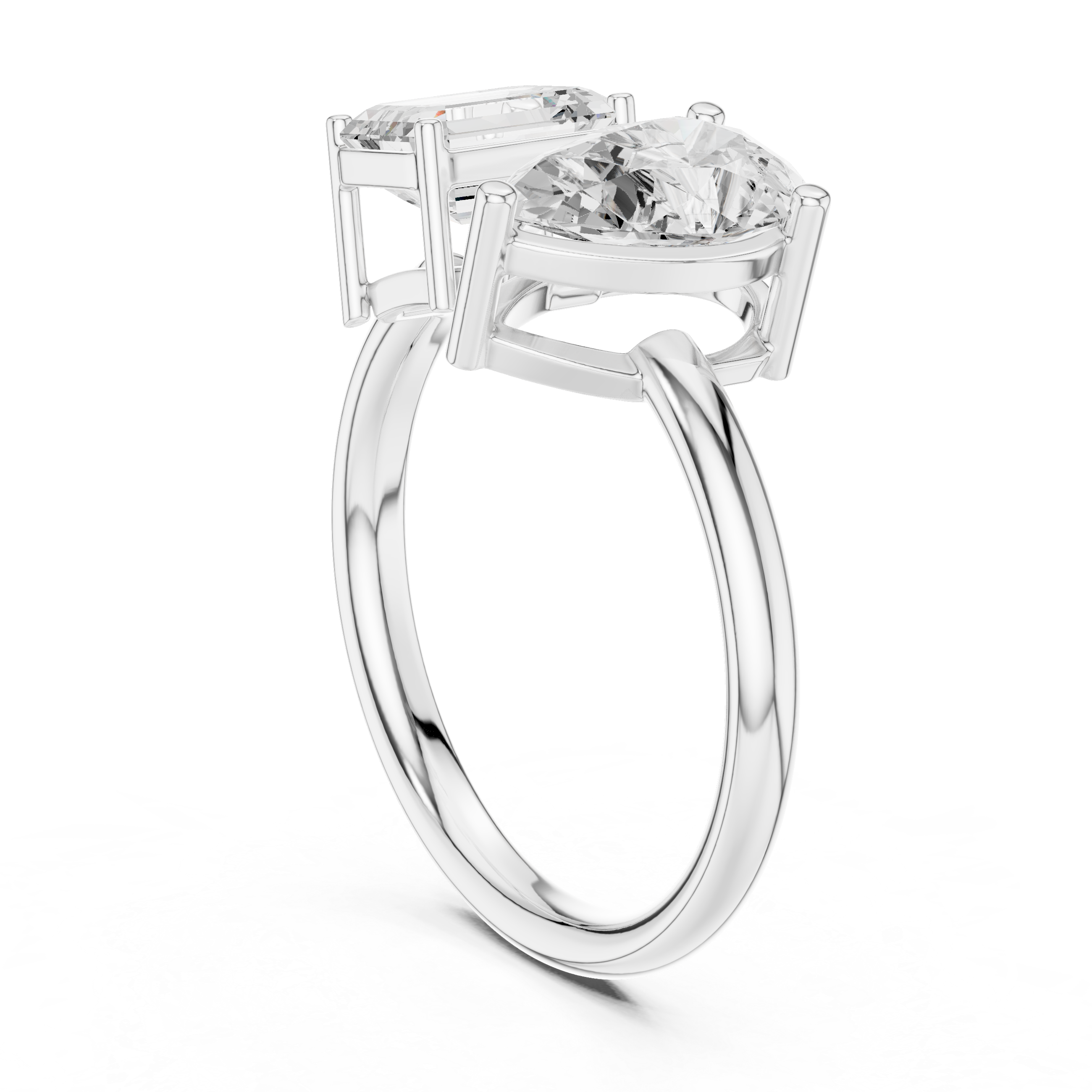 Toi et Moi Emerald Cut & Pear Cut Engagement Ring – Two Stone Diamond Ring