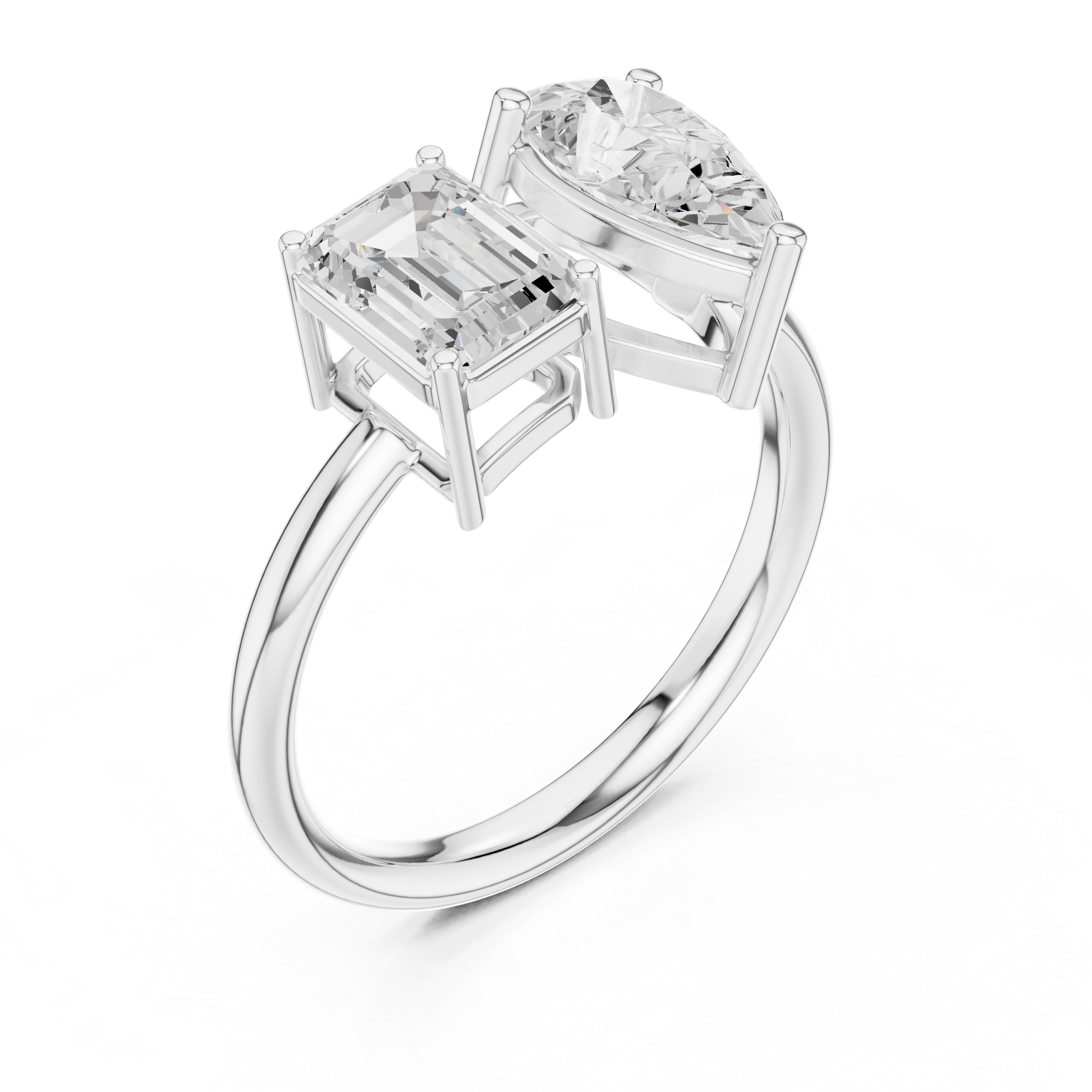 Toi et Moi Emerald Cut & Pear Cut Engagement Ring – Two Stone Diamond Ring