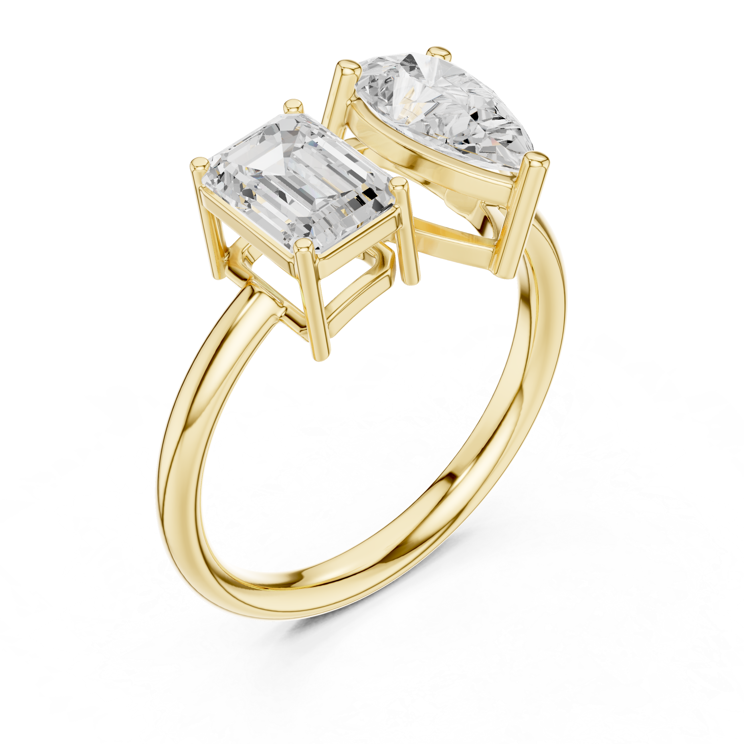Toi et Moi Emerald Cut & Pear Cut Engagement Ring – Two Stone Diamond Ring