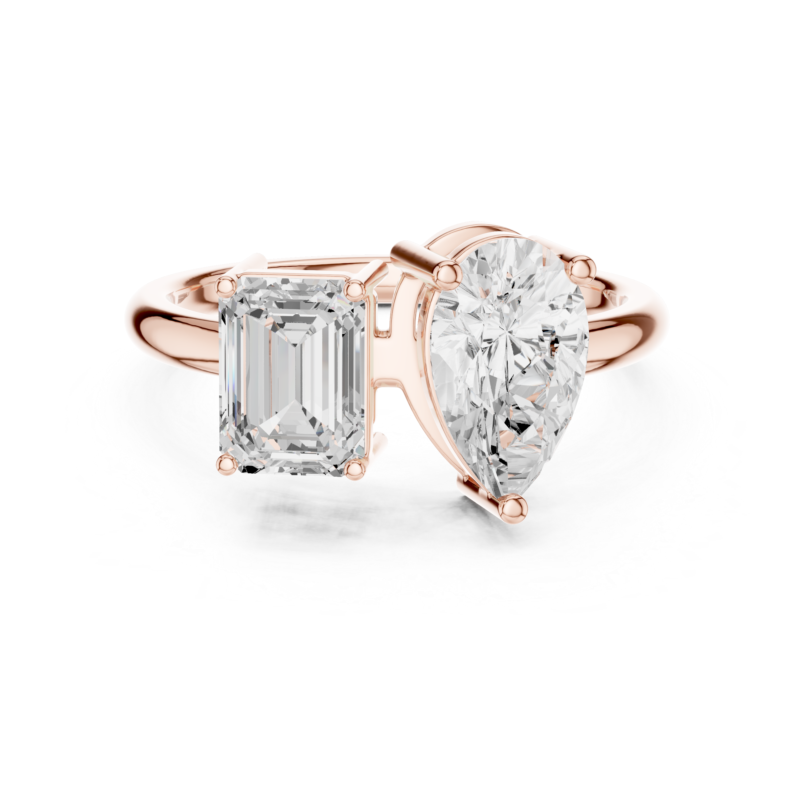 Toi et Moi Emerald Cut & Pear Cut Engagement Ring – Two Stone Diamond Ring
