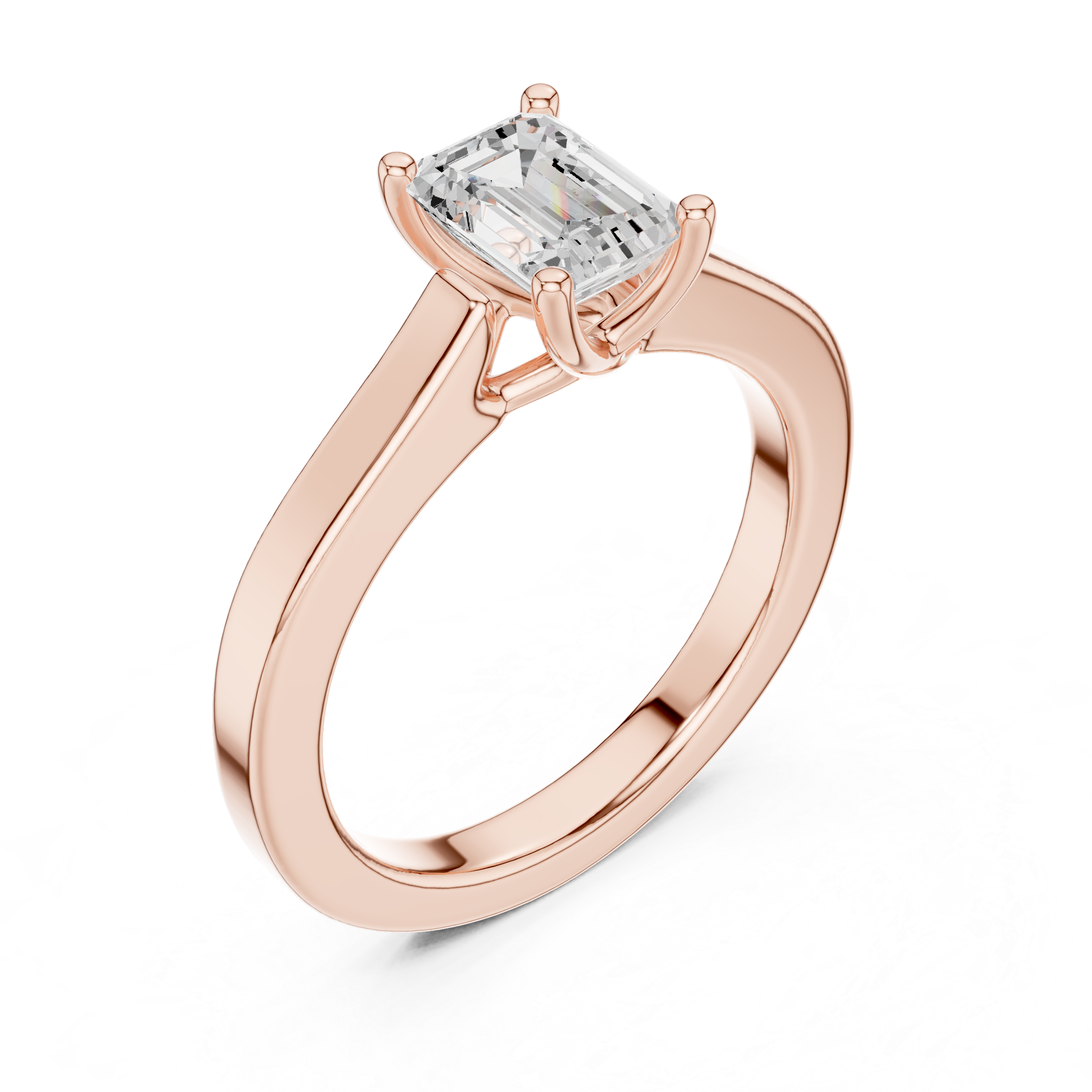 Emerald Cut Solitaire Engagement Ring with Cathedral Setting