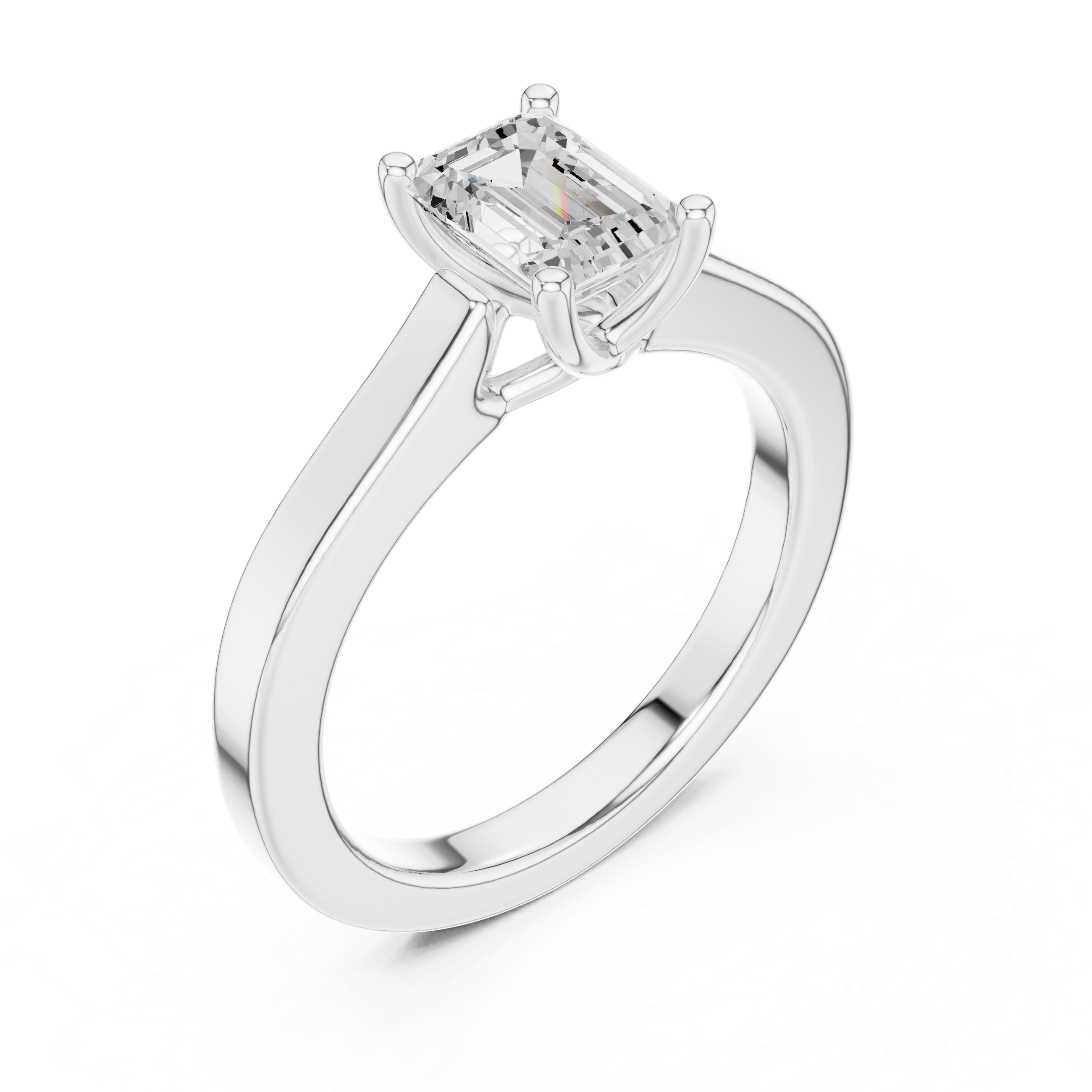 Emerald Cut Solitaire Engagement Ring with Cathedral Setting