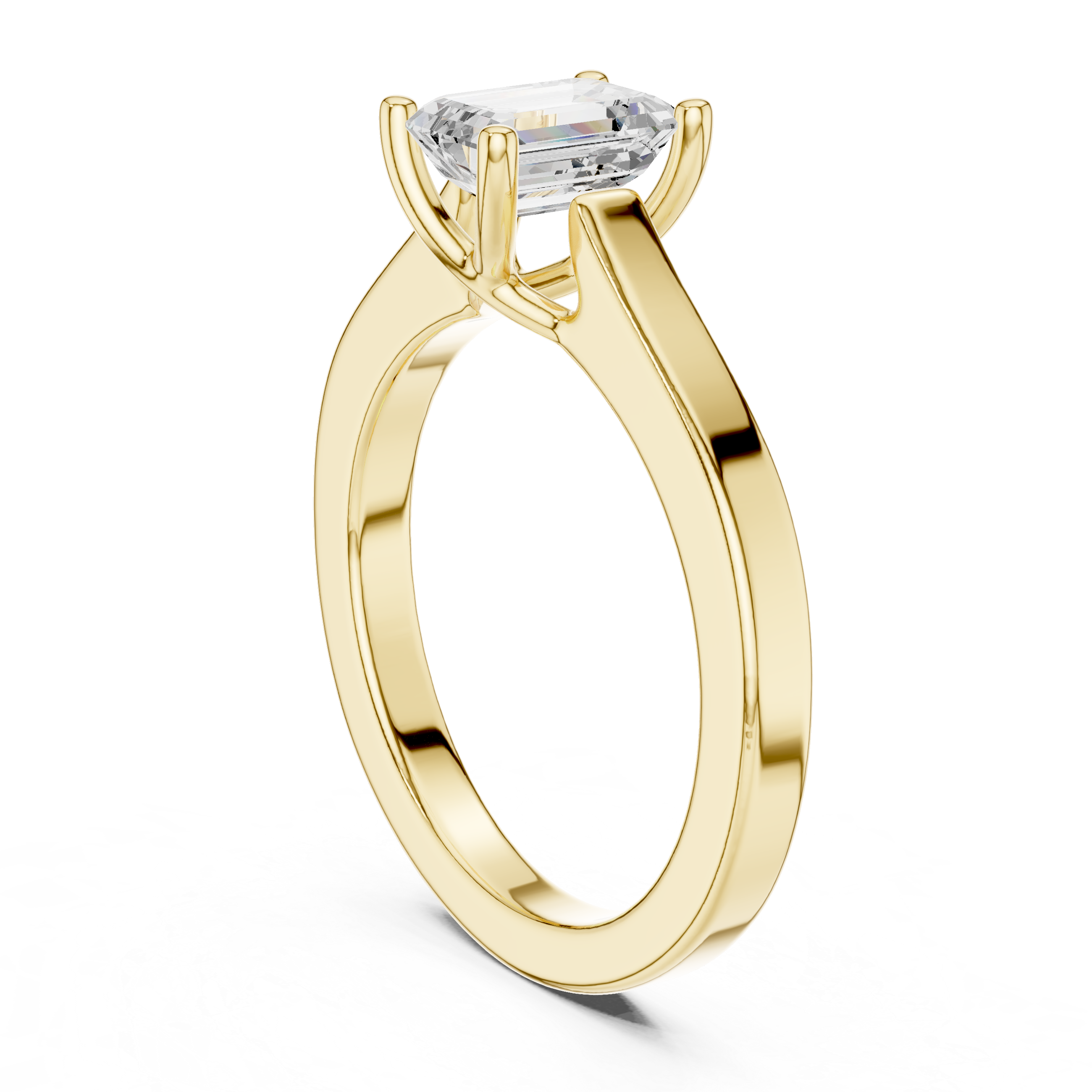 Emerald Cut Solitaire Engagement Ring with Cathedral Setting