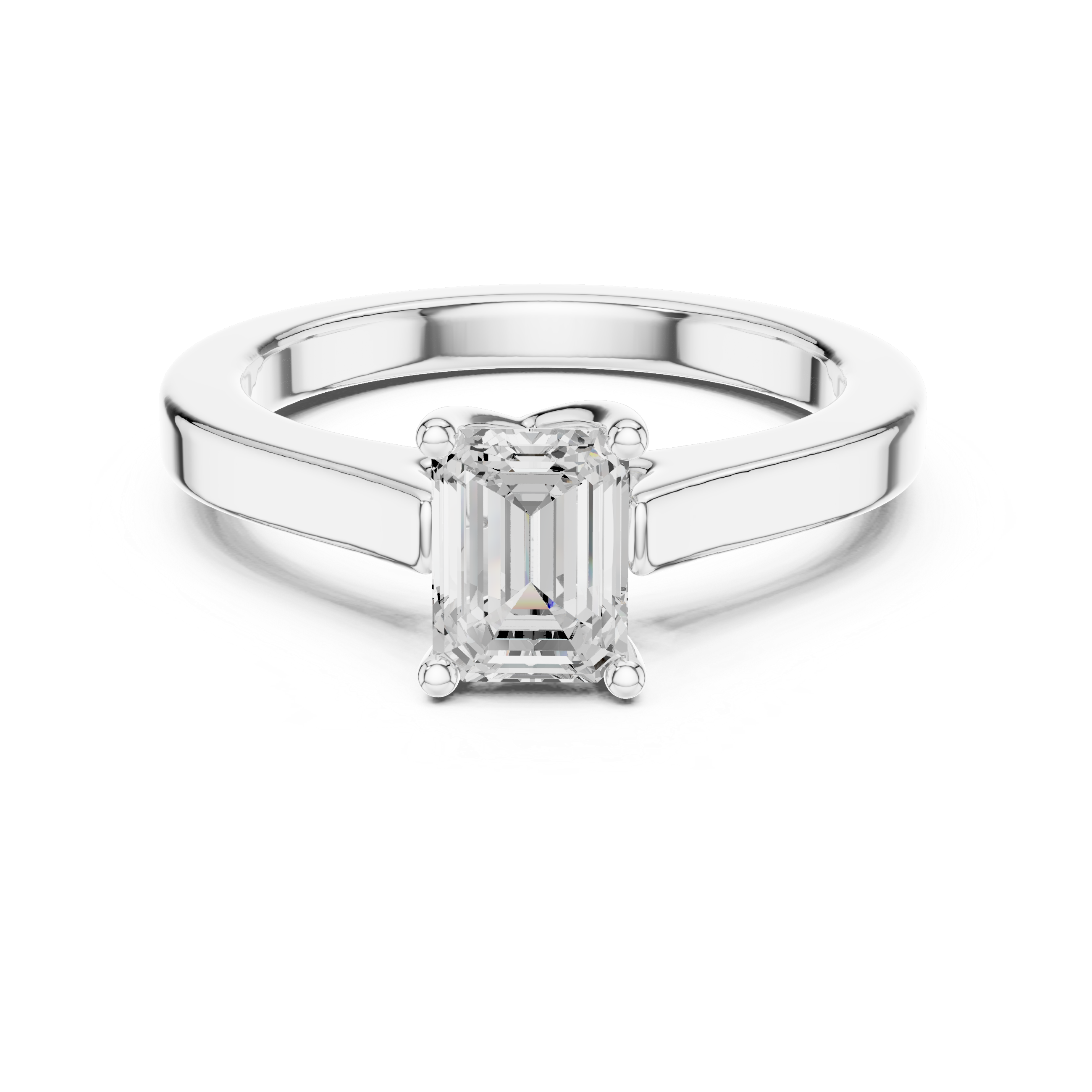 Emerald Cut Solitaire Engagement Ring with Cathedral Setting