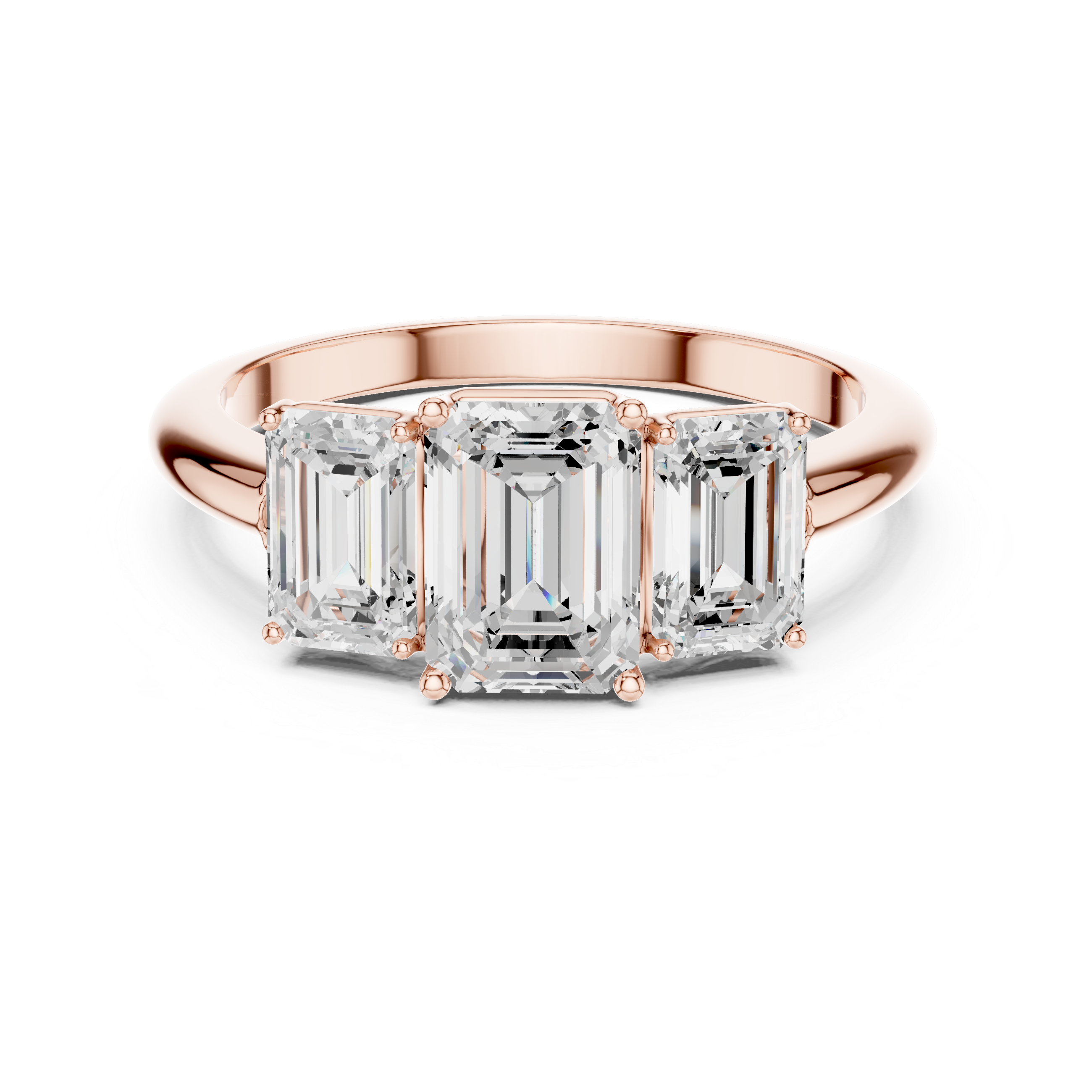 Three Stone Emerald Cut Diamond Engagement Ring
