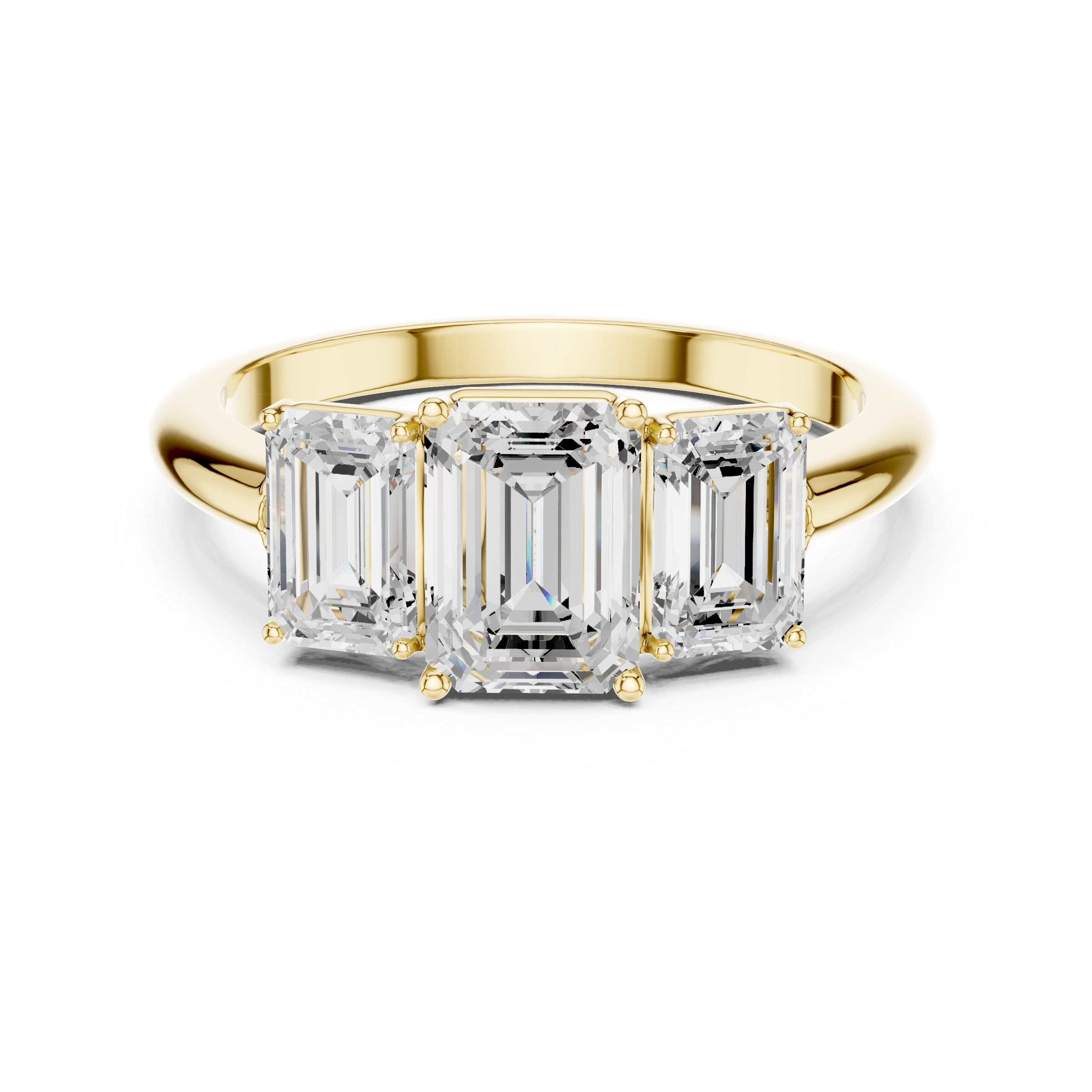 Three Stone Emerald Cut Diamond Engagement Ring