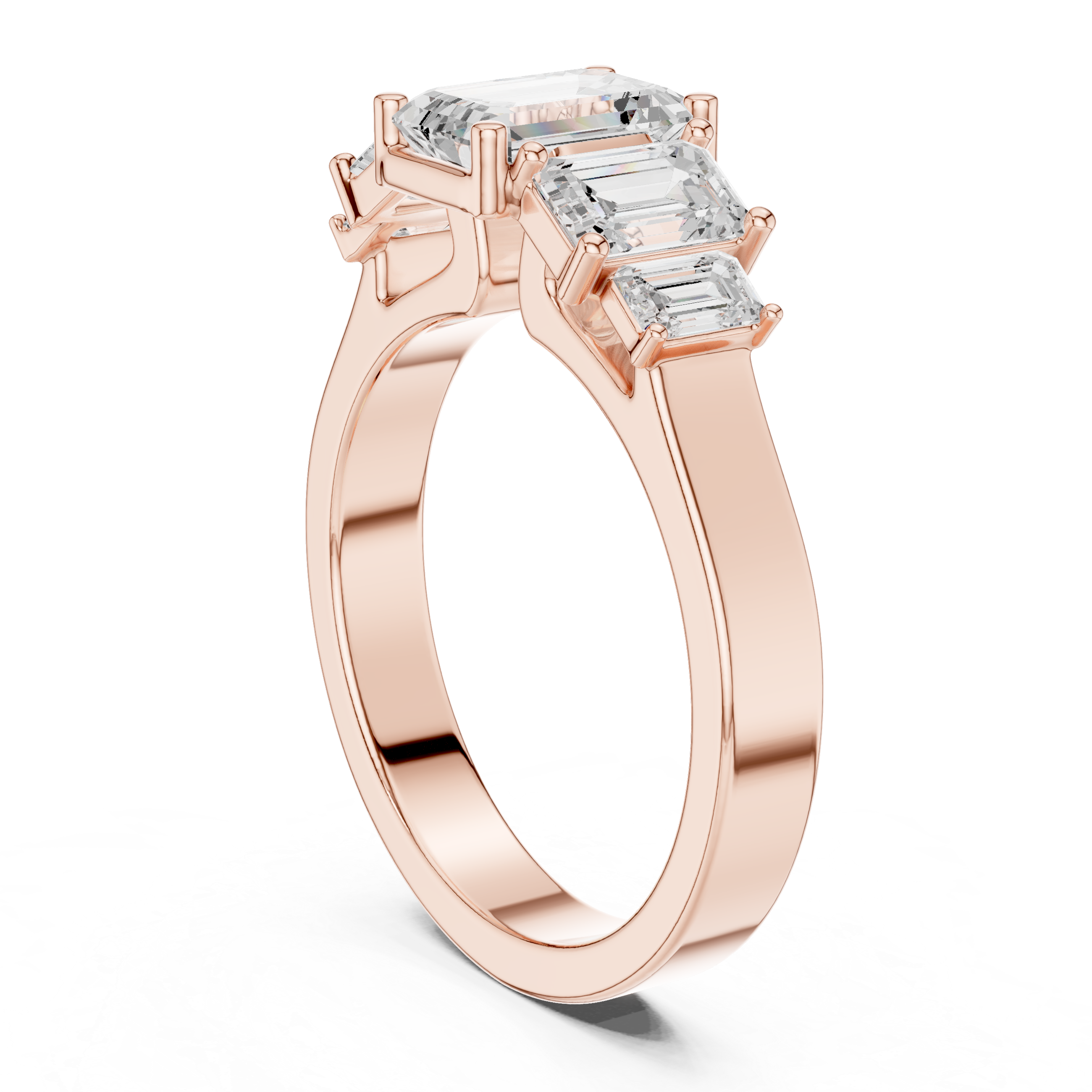 Five Stone Emerald Cut Diamond Engagement Ring