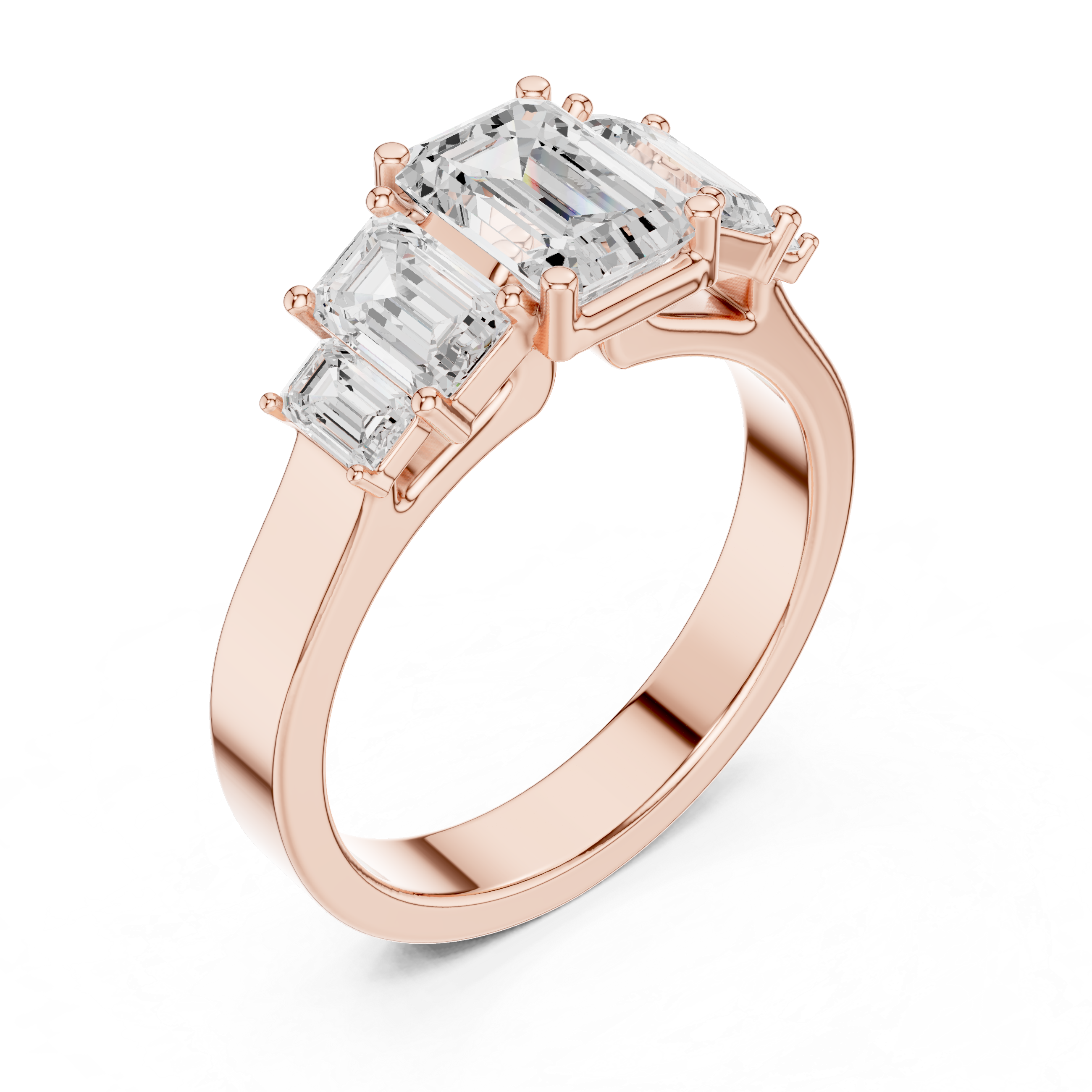 Five Stone Emerald Cut Diamond Engagement Ring
